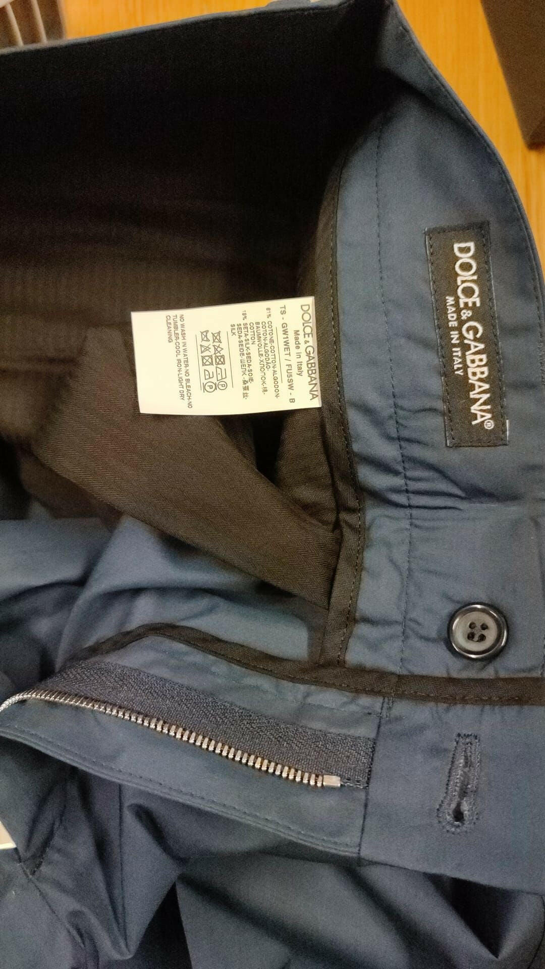 Dolce & Gabbana Blue Cotton Silk Trousers Chinos Pants -   -  Dolce & Gabbana.