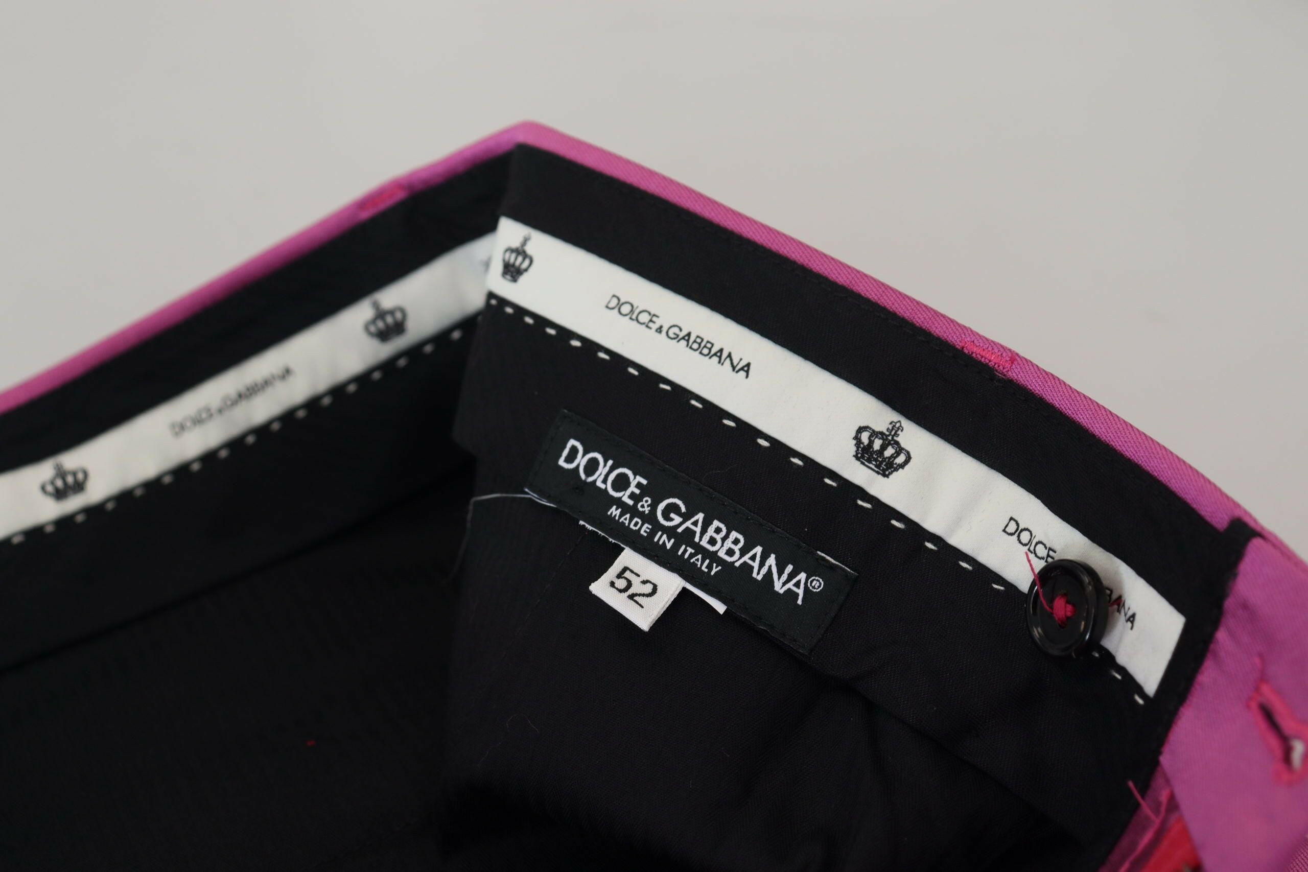 Dolce & Gabbana Pink Silk Slim Trousers Dress Formal Pants -   -  Dolce & Gabbana.