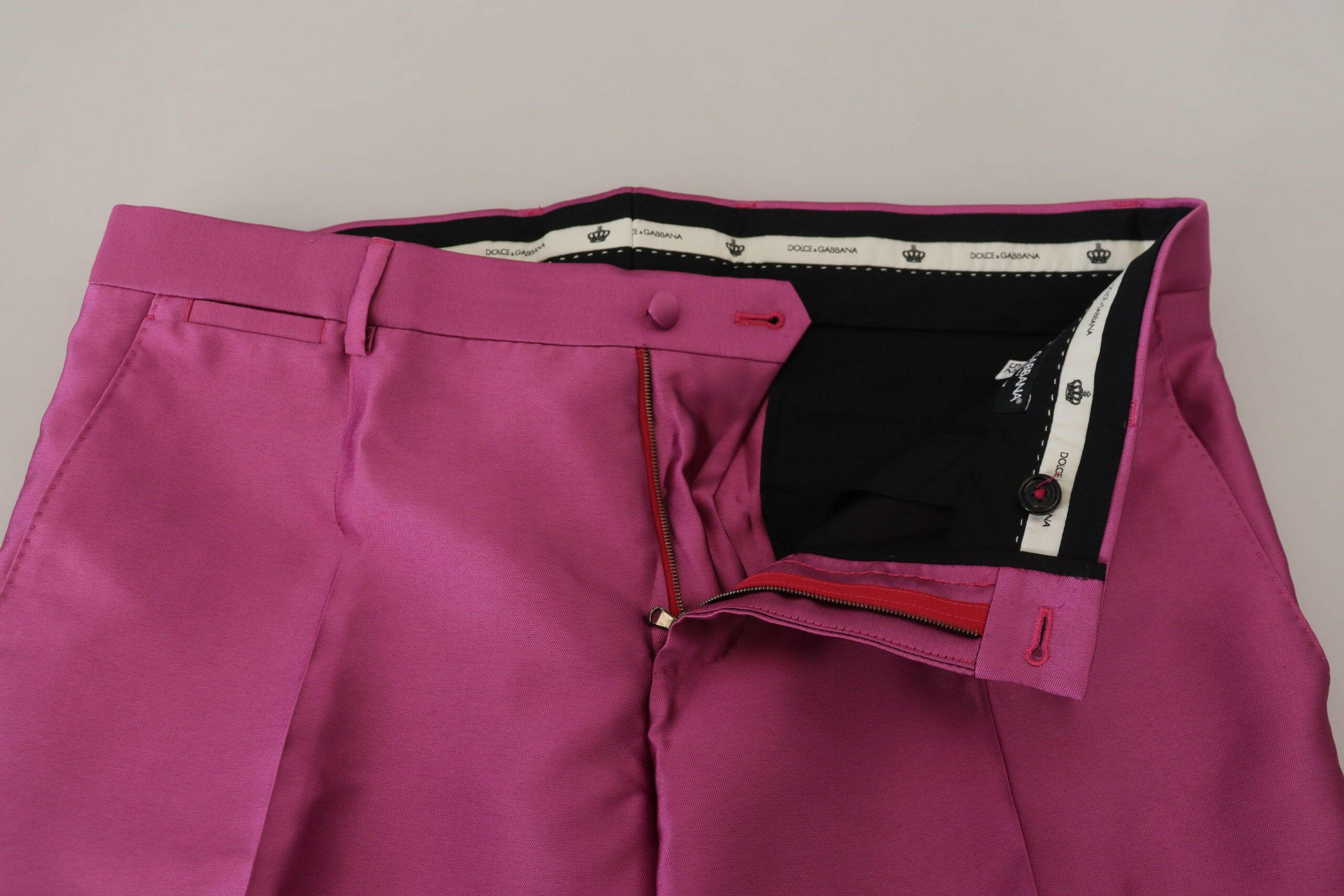 Dolce & Gabbana Pink Silk Slim Trousers Dress Formal Pants -   -  Dolce & Gabbana.