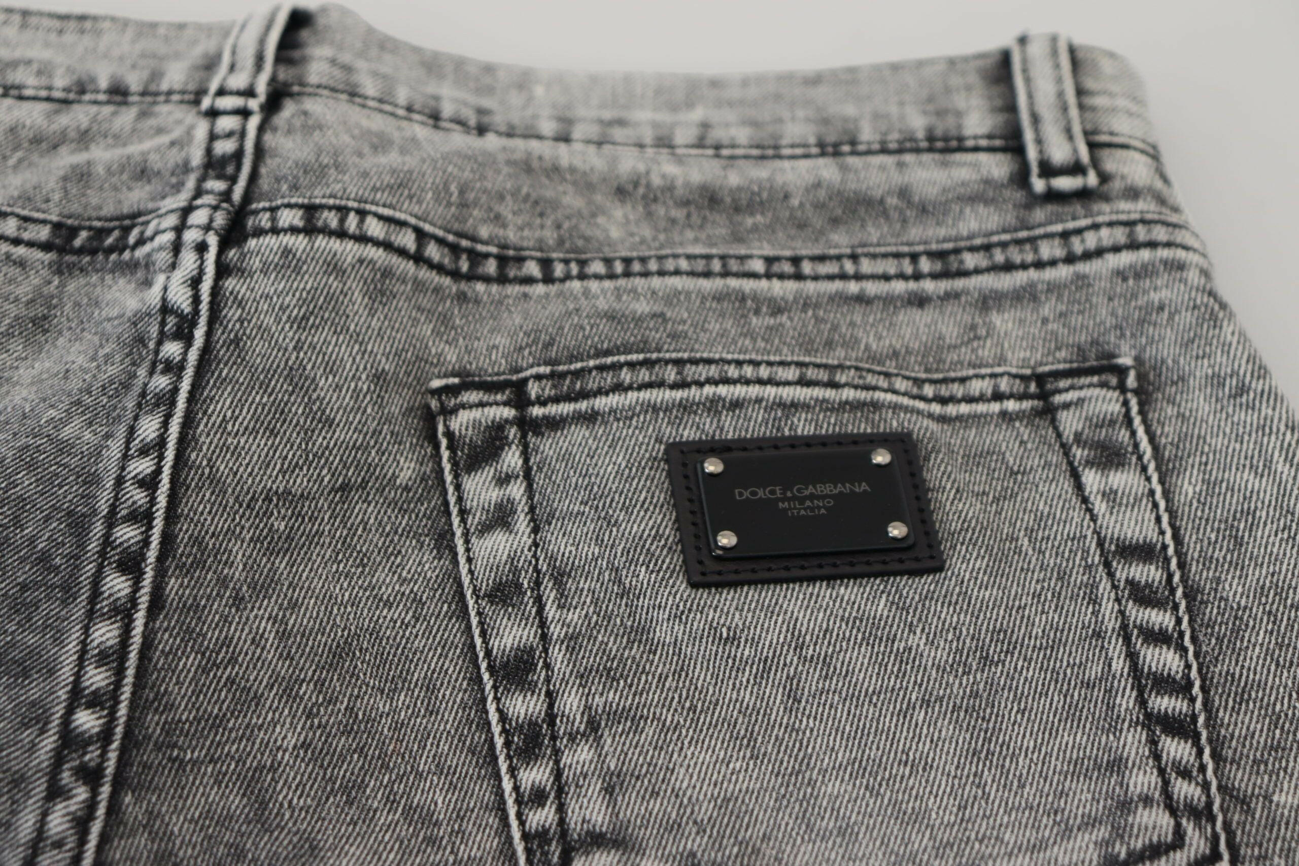 Dolce & Gabbana Gray Slim Fit Wash Stretch Cotton Denim Jeans -   -  Dolce & Gabbana.