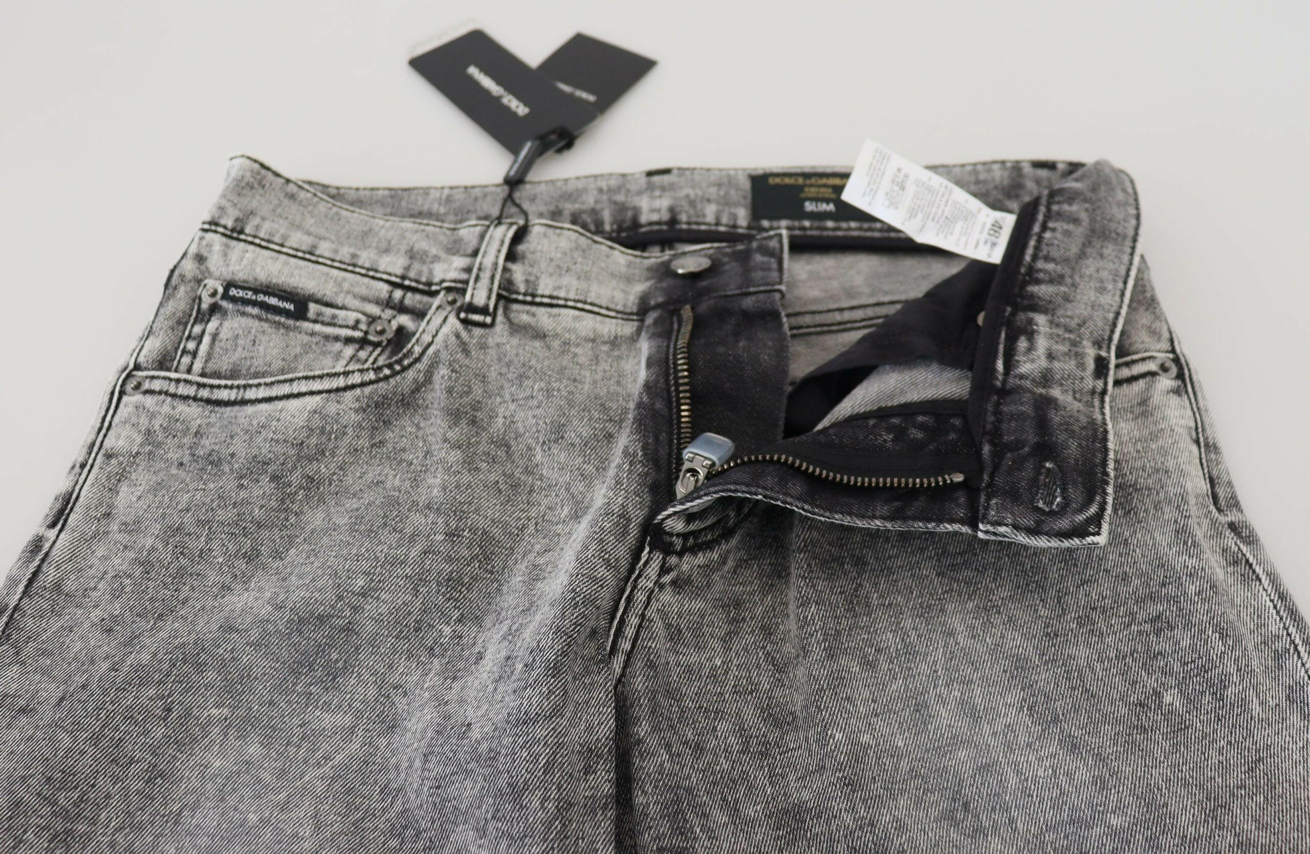 Dolce & Gabbana Gray Slim Fit Wash Stretch Cotton Denim Jeans -   -  Dolce & Gabbana.