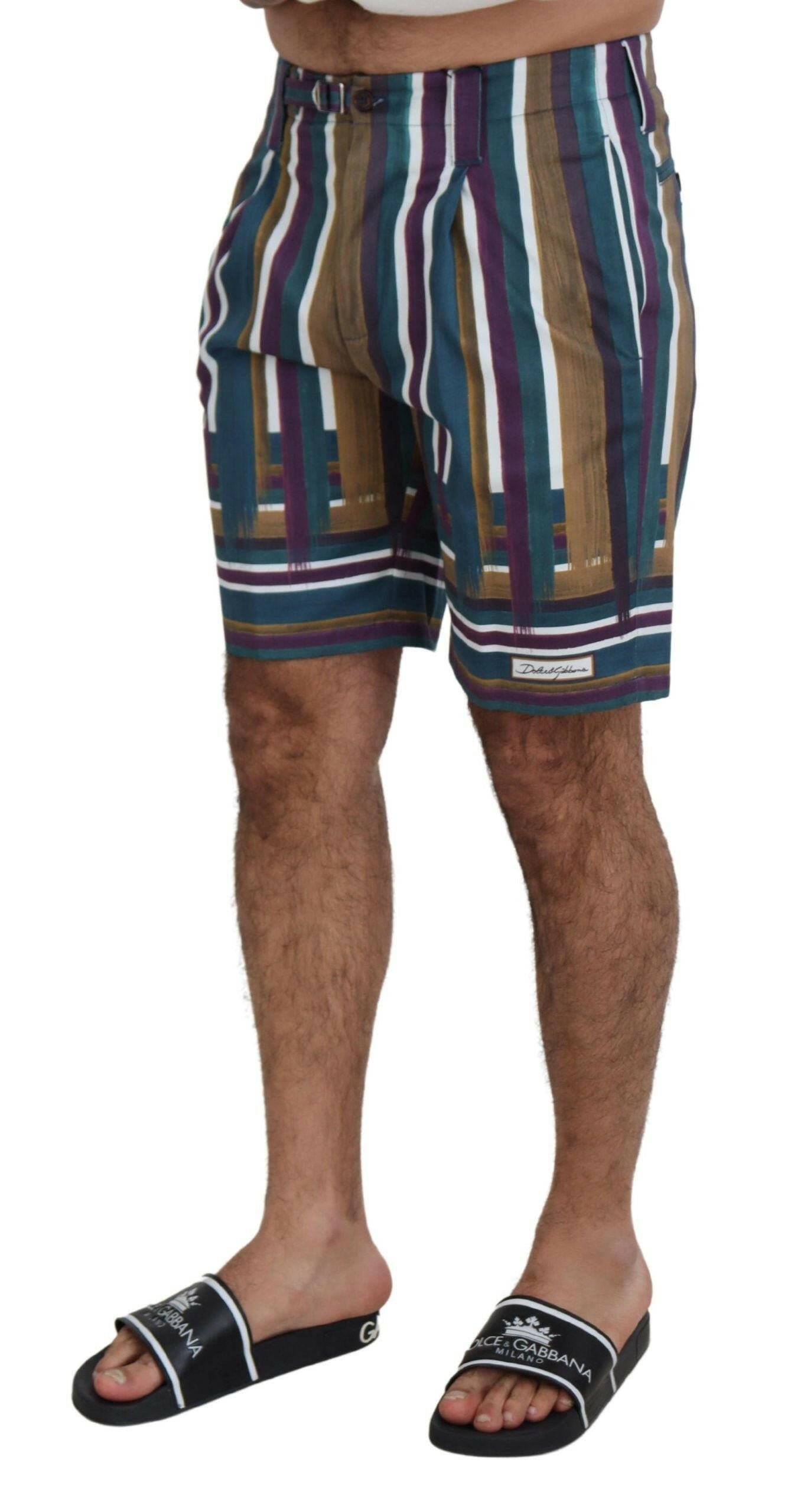 Dolce & Gabbana Multicolor Striped Stretch Cotton Shorts -   -  Dolce & Gabbana.
