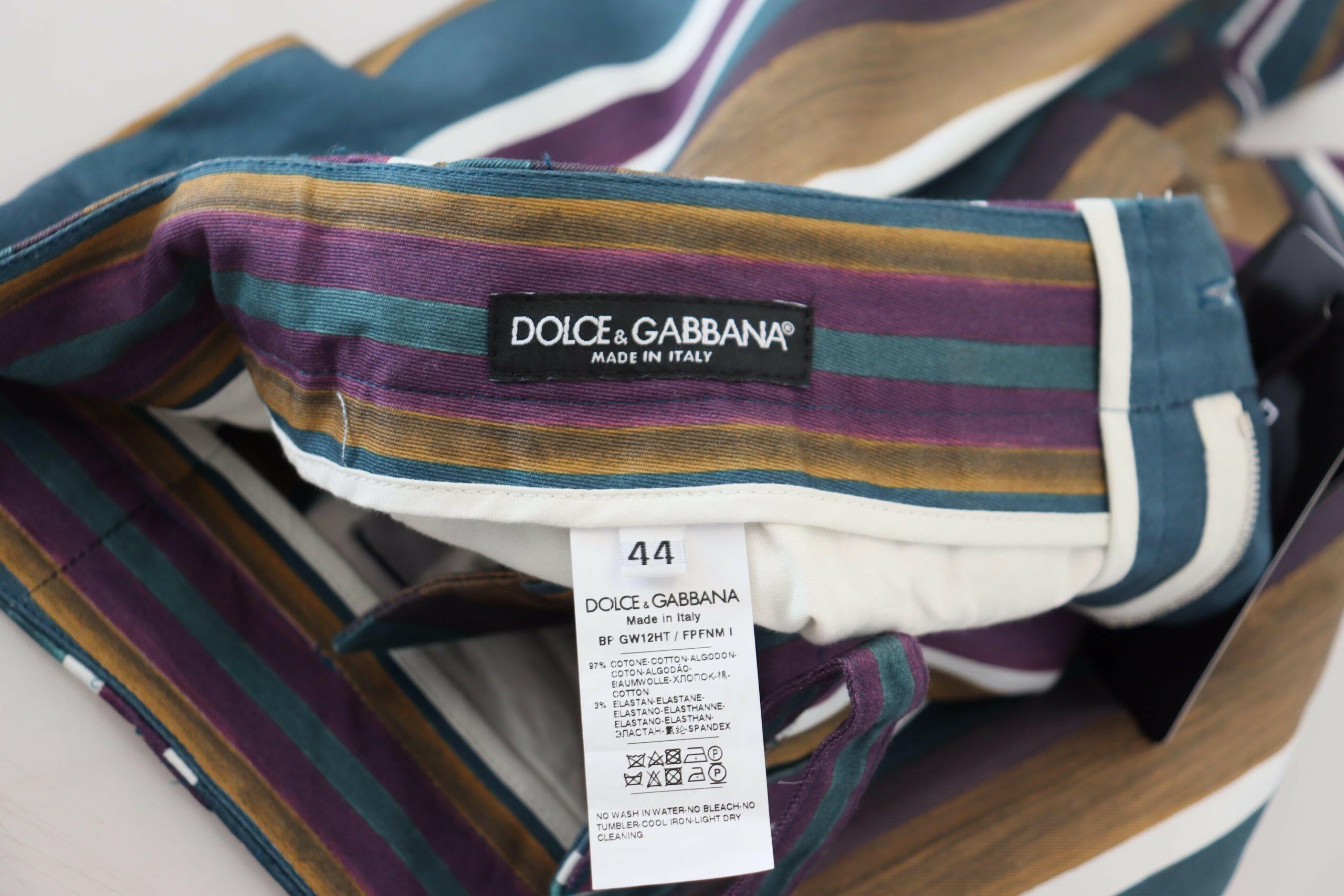 Dolce & Gabbana Multicolor Striped Stretch Cotton Shorts -   -  Dolce & Gabbana.