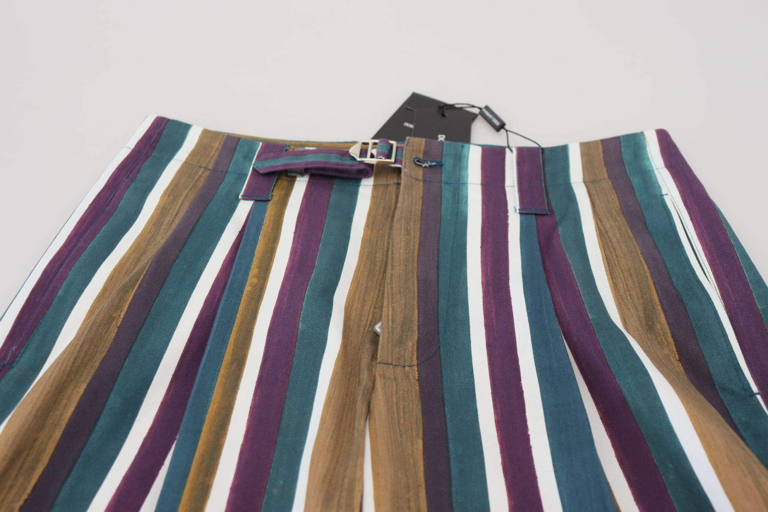 Dolce & Gabbana Multicolor Striped Stretch Cotton Shorts -   -  Dolce & Gabbana.