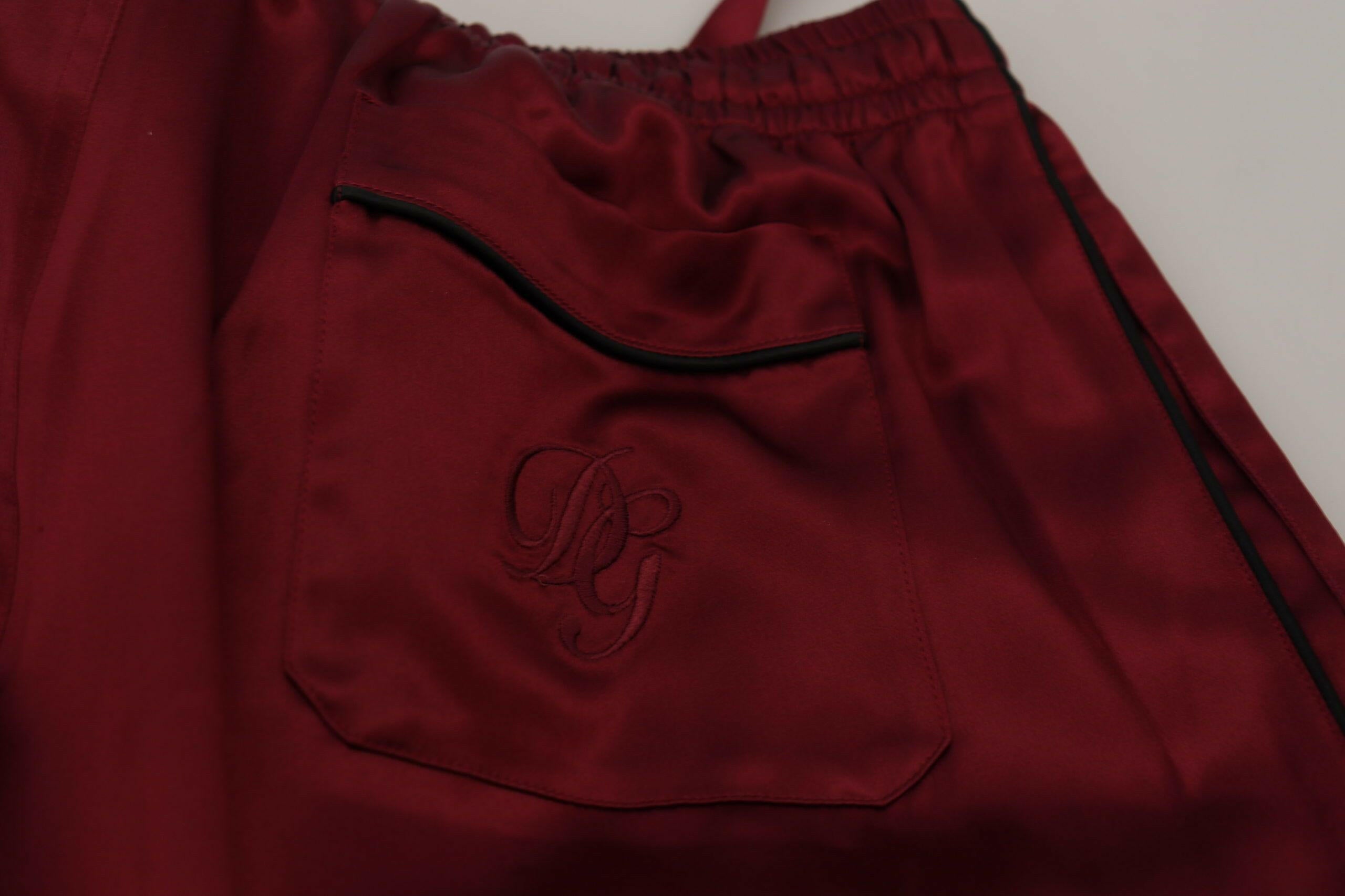 Dolce & Gabbana Bordeaux Silk DG Sleep Lounge Pants -   -  Dolce & Gabbana.