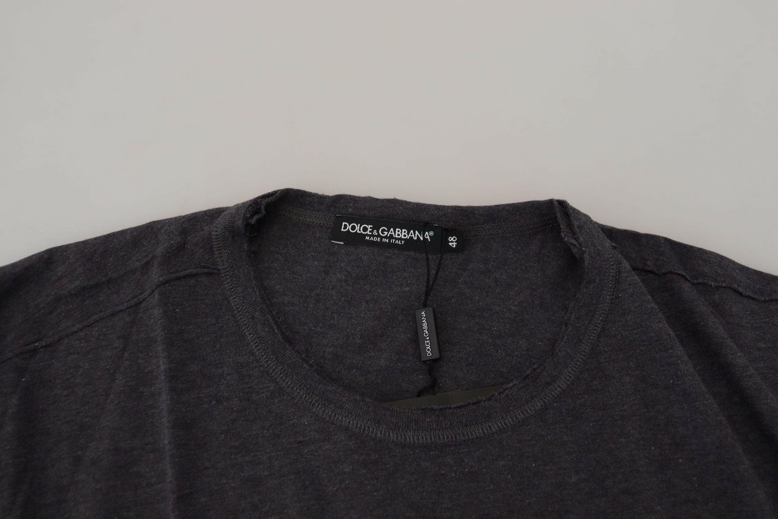 Dolce & Gabbana Gray Crewneck Cotton Short Sleeve  T-shirt -   -  Dolce & Gabbana.