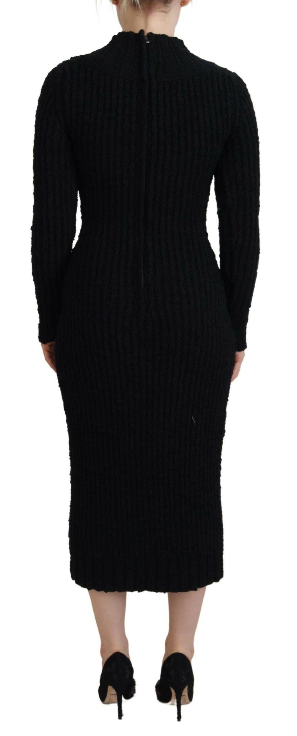 Dolce & Gabbana Black Wool Knitted Sheath Sweater Dress -   -  Dolce & Gabbana.