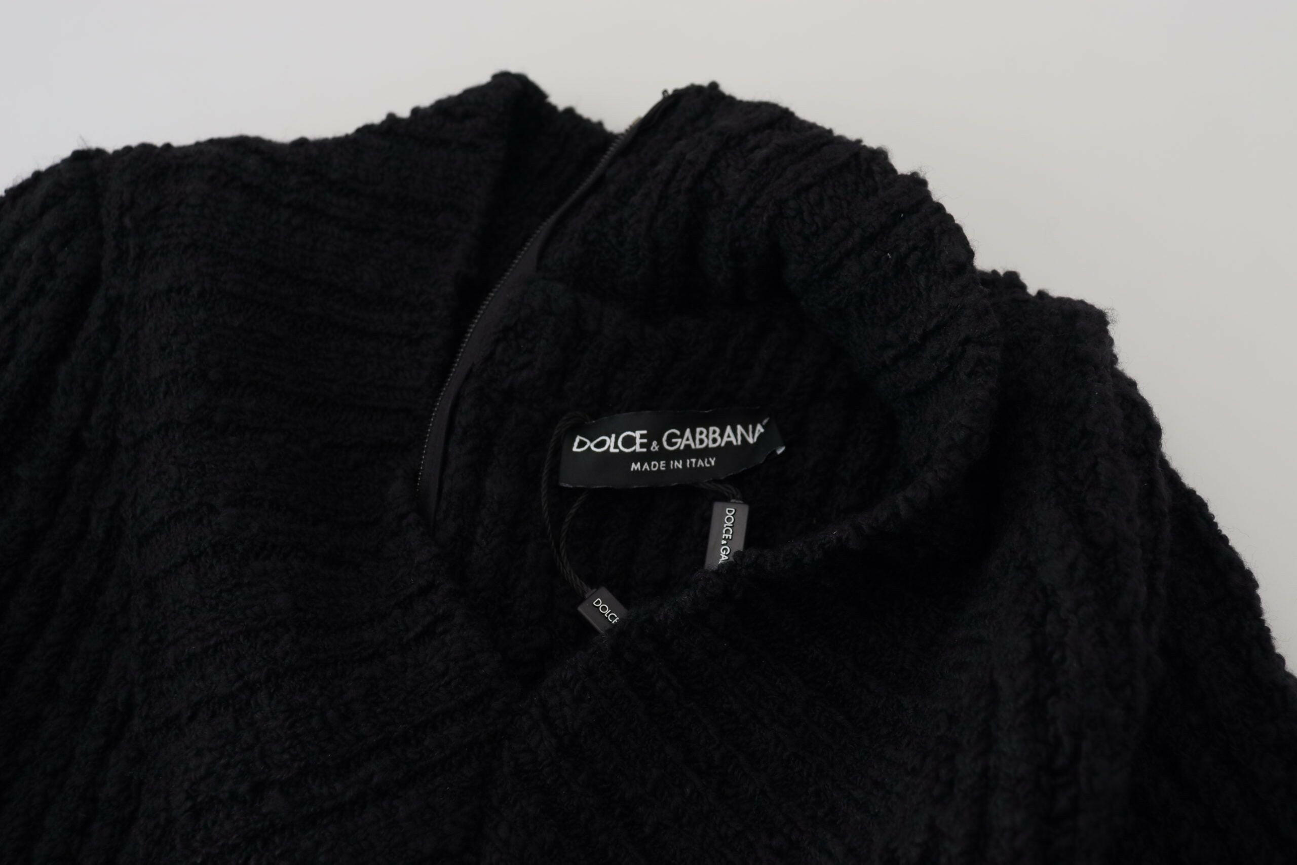 Dolce & Gabbana Black Wool Knitted Sheath Sweater Dress -   -  Dolce & Gabbana.