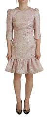 Dolce & Gabbana Pink Jaquard 3/4 Sleeve Sheath Midi Dress -   -  Dolce & Gabbana.