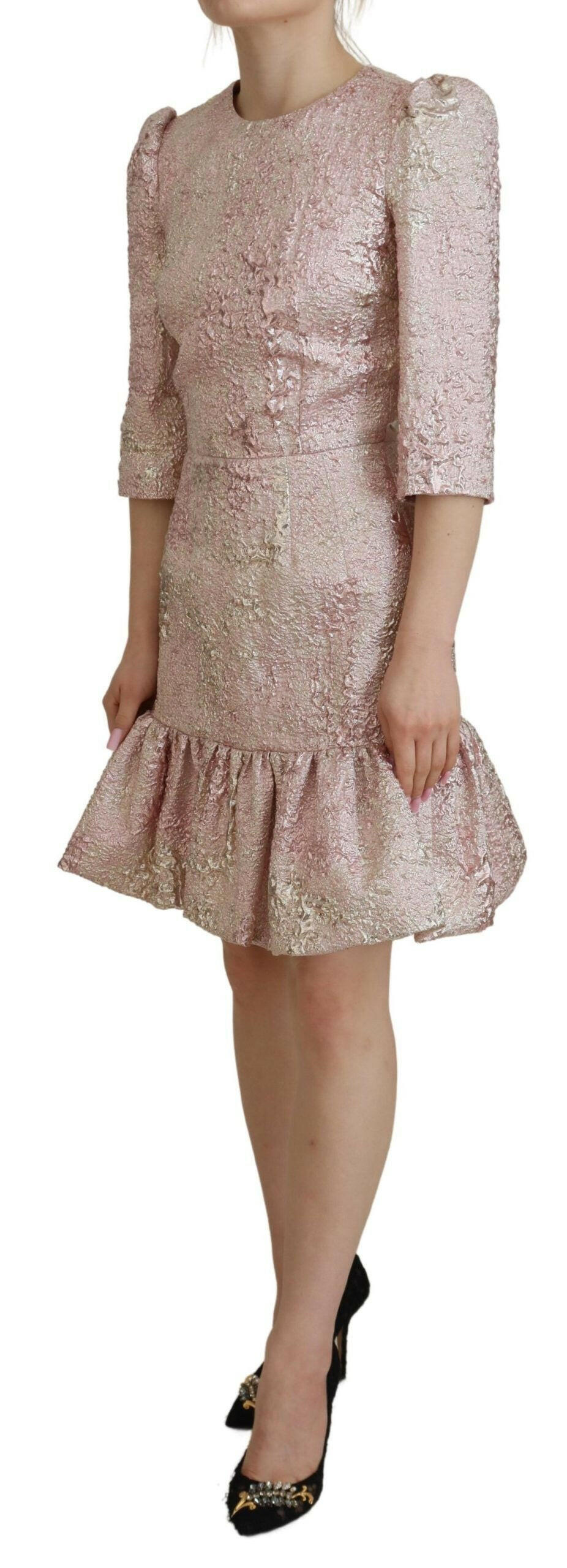 Dolce & Gabbana Pink Jaquard 3/4 Sleeve Sheath Midi Dress -   -  Dolce & Gabbana.