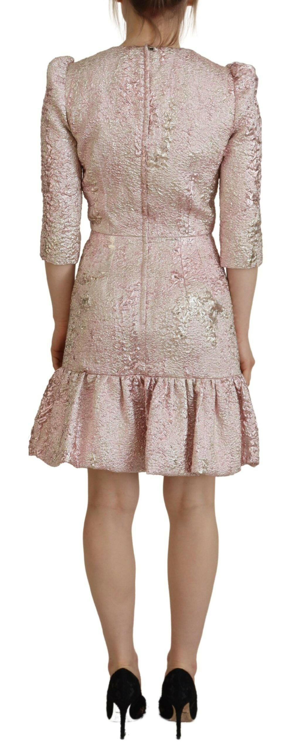 Dolce & Gabbana Pink Jaquard 3/4 Sleeve Sheath Midi Dress -   -  Dolce & Gabbana.