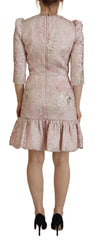 Dolce & Gabbana Pink Jaquard 3/4 Sleeve Sheath Midi Dress -   -  Dolce & Gabbana.