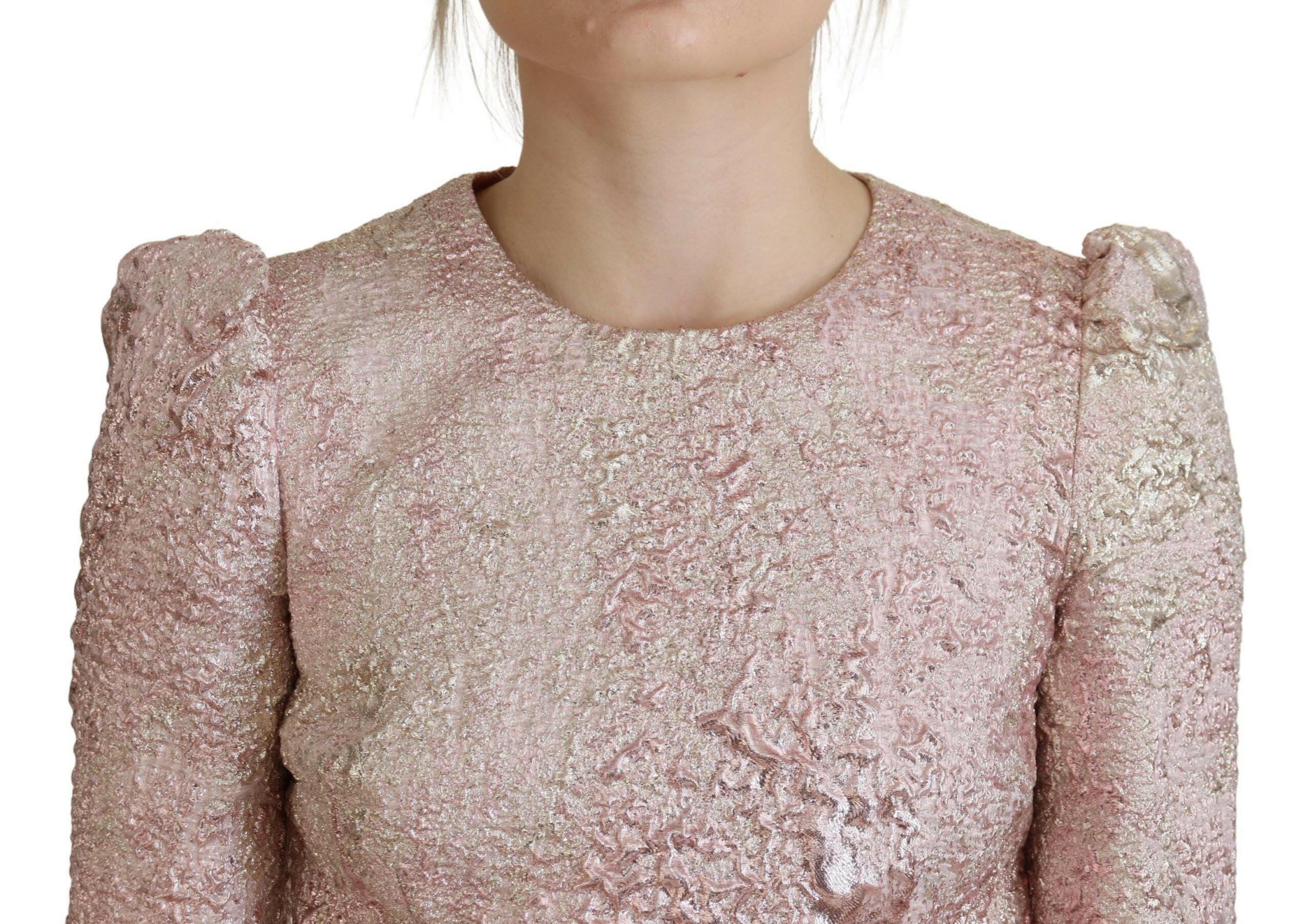 Dolce & Gabbana Pink Jaquard 3/4 Sleeve Sheath Midi Dress -   -  Dolce & Gabbana.
