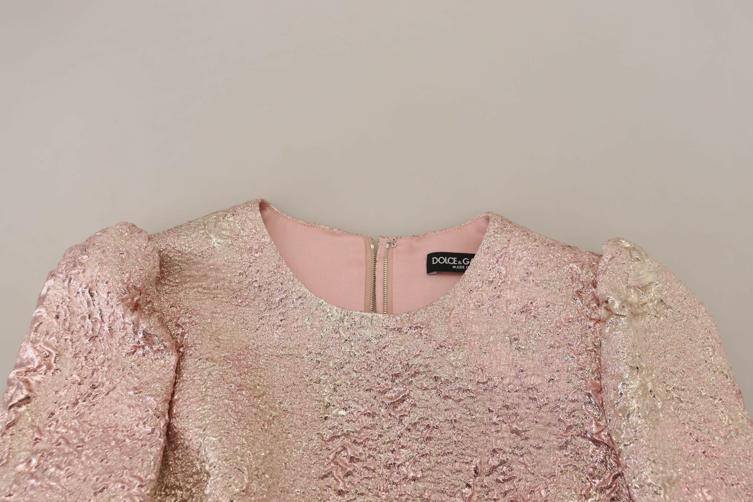 Dolce & Gabbana Pink Jaquard 3/4 Sleeve Sheath Midi Dress -   -  Dolce & Gabbana.
