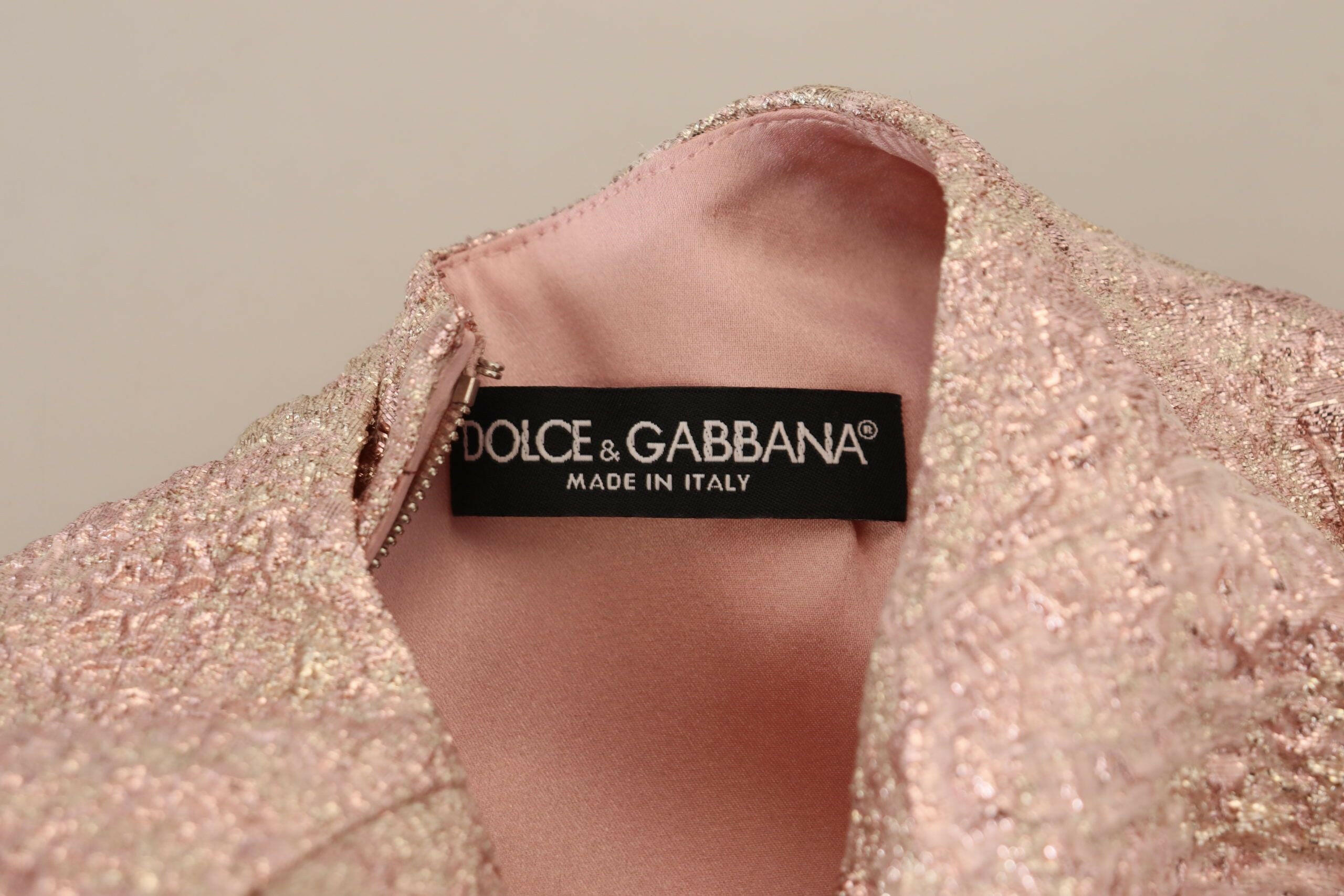 Dolce & Gabbana Pink Jaquard 3/4 Sleeve Sheath Midi Dress -   -  Dolce & Gabbana.