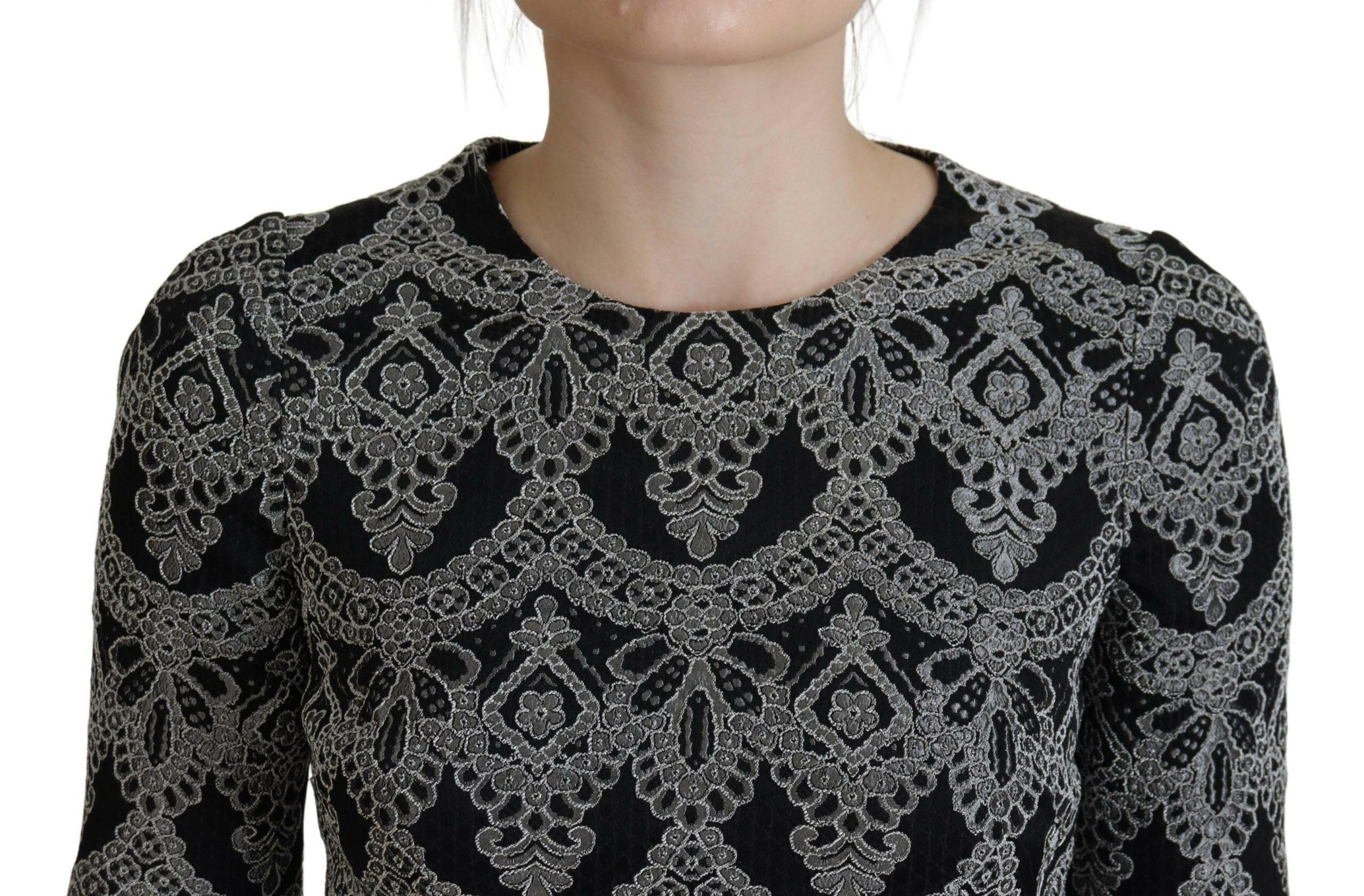 Dolce & Gabbana Black Gray Jacquard Sheath Bodycon Dress -   -  Dolce & Gabbana.