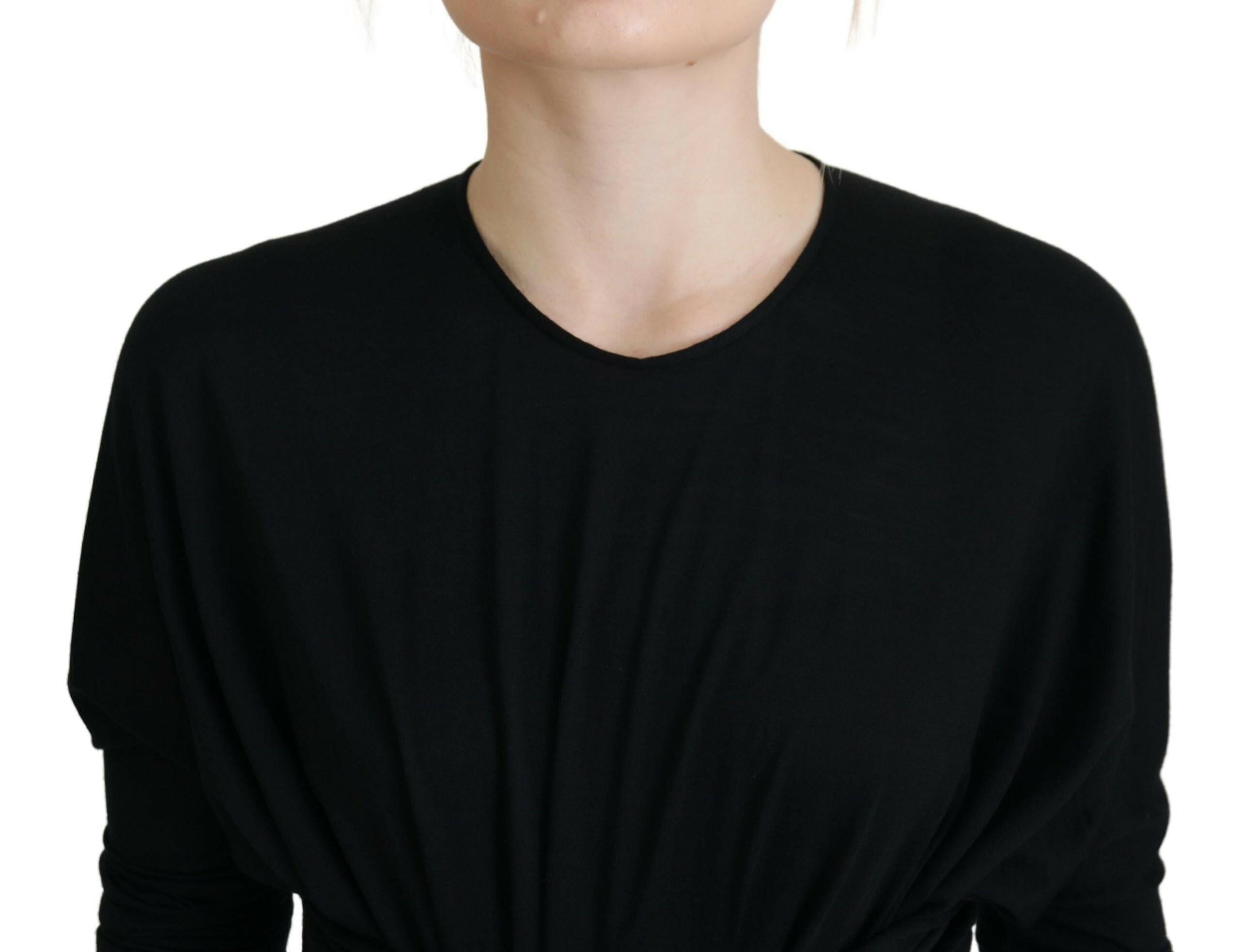 Dolce & Gabbana Black Sheath Midi Gown Wool Wrap Dress -   -  Dolce & Gabbana.