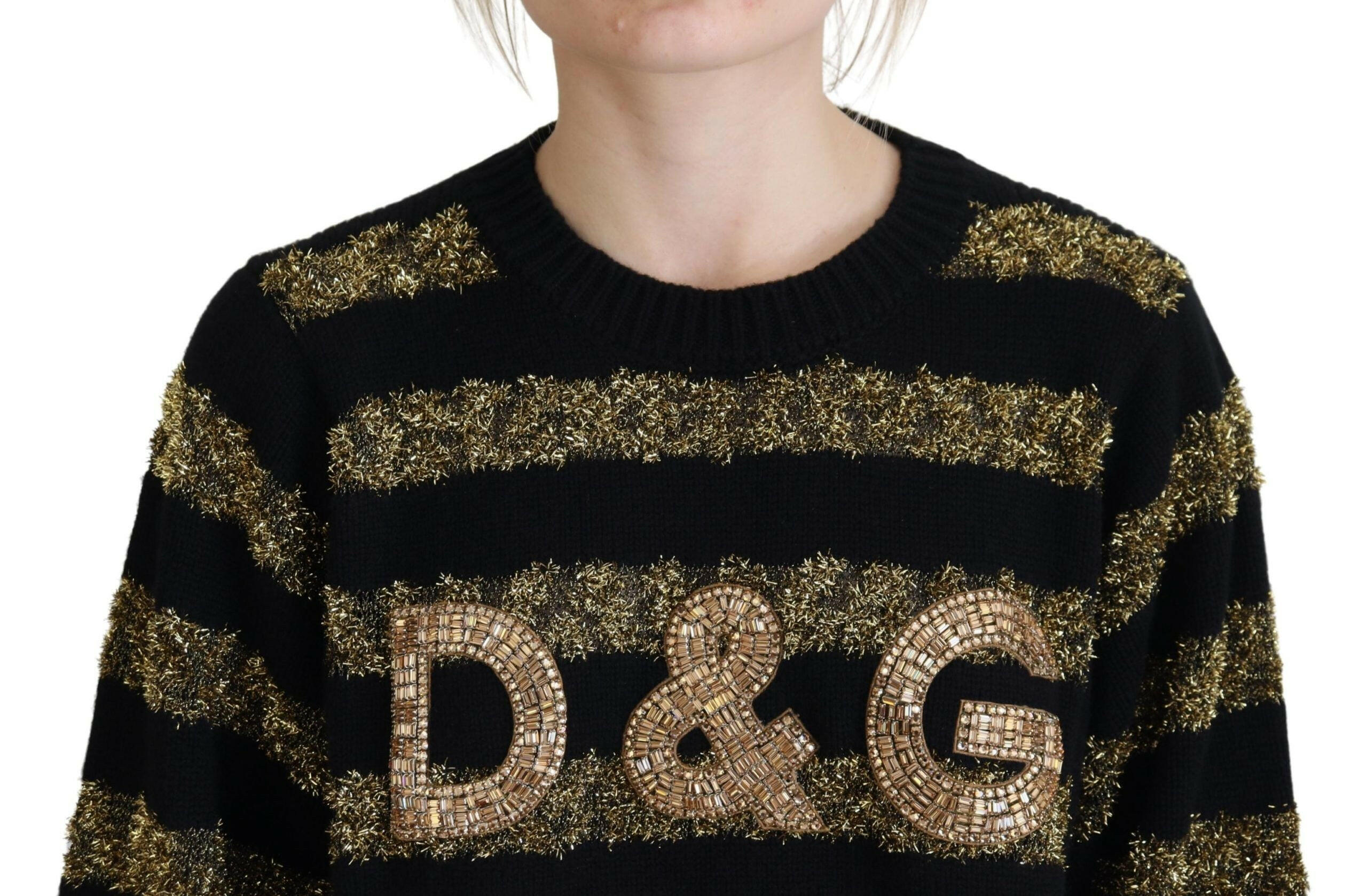 Dolce & Gabbana Black Gold D&G Crystal Cashmere Sweater -   -  Dolce & Gabbana.