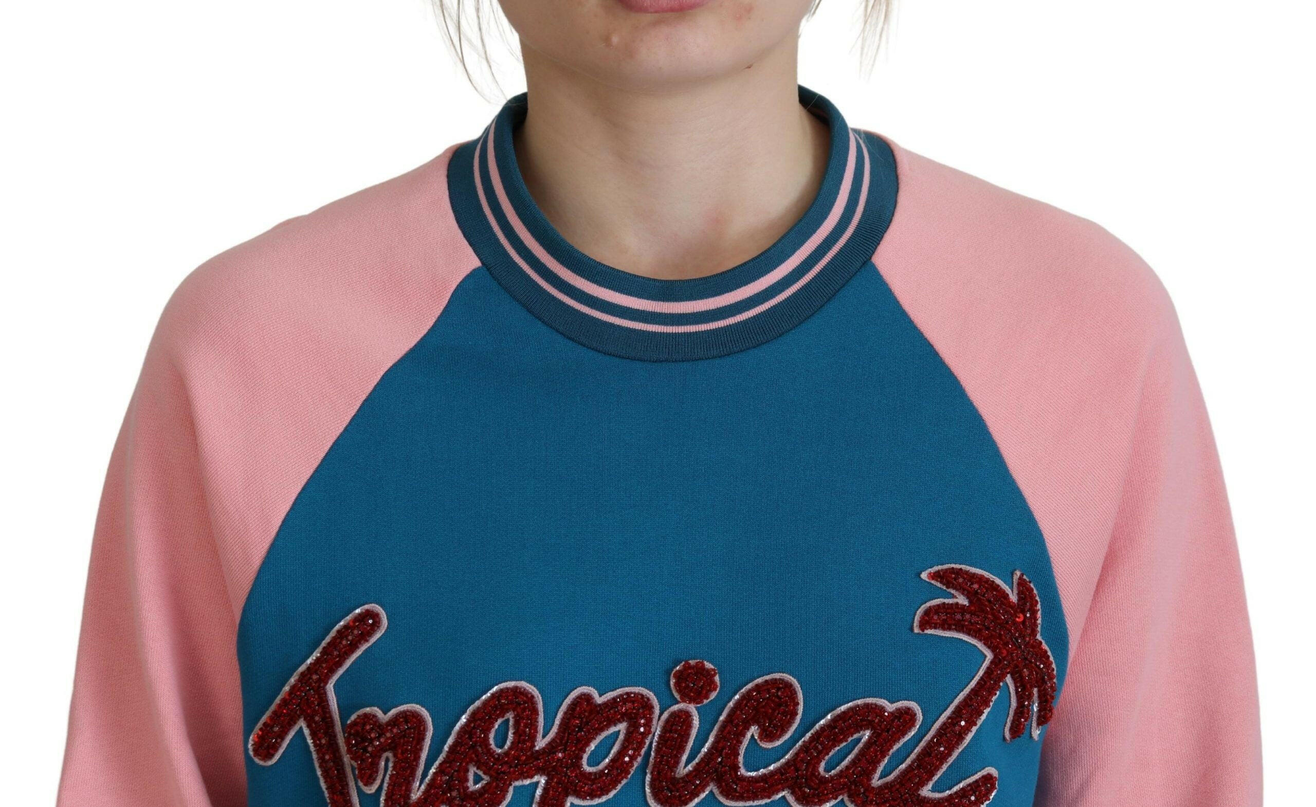 Dolce & Gabbana Blue Pink Queen Sequin Crystal Sweater -   -  Dolce & Gabbana.