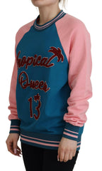 Dolce & Gabbana Blue Pink Queen Sequin Crystal Sweater -   -  Dolce & Gabbana.