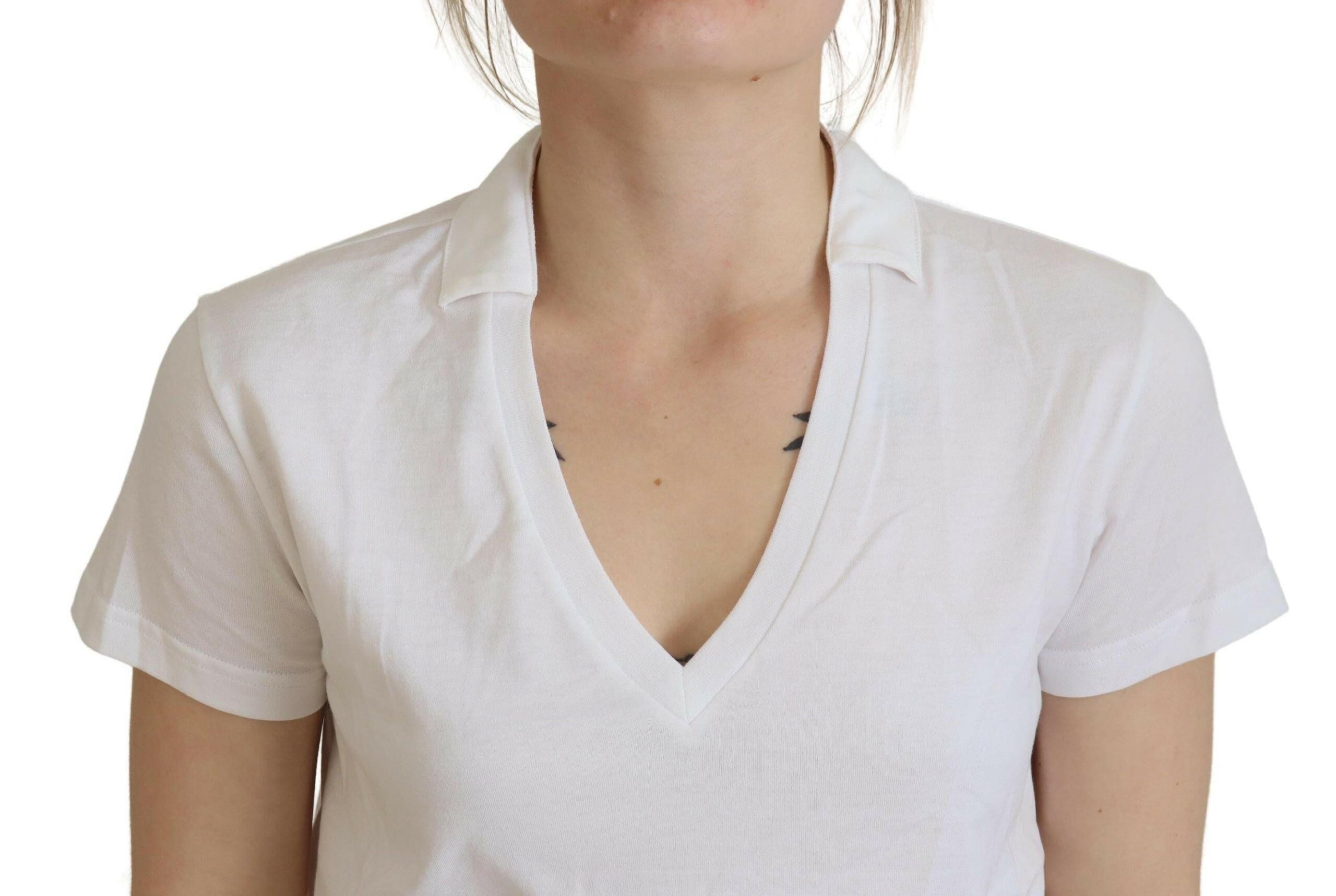 Dolce & Gabbana White Short Sleeve V-neck Cotton Top Blouse T-shirt -   -  Dolce & Gabbana.