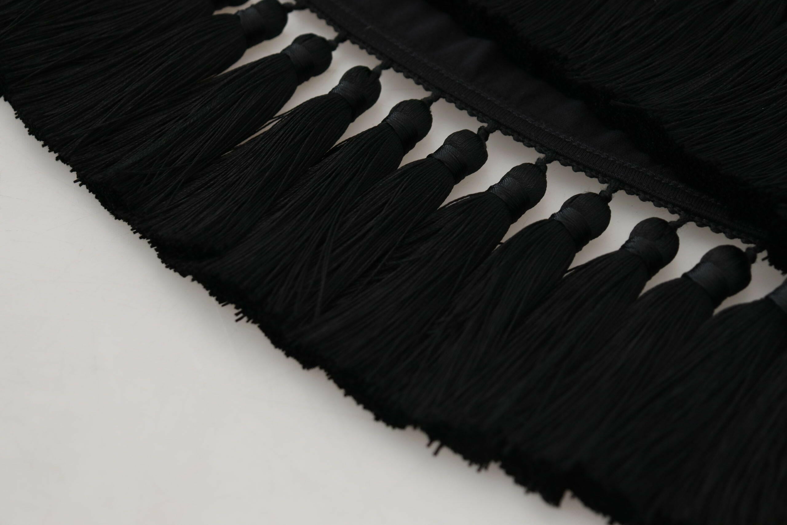Dolce & Gabbana Black T-shirt Blouse Tassle Cotton Blouse -   -  Dolce & Gabbana.