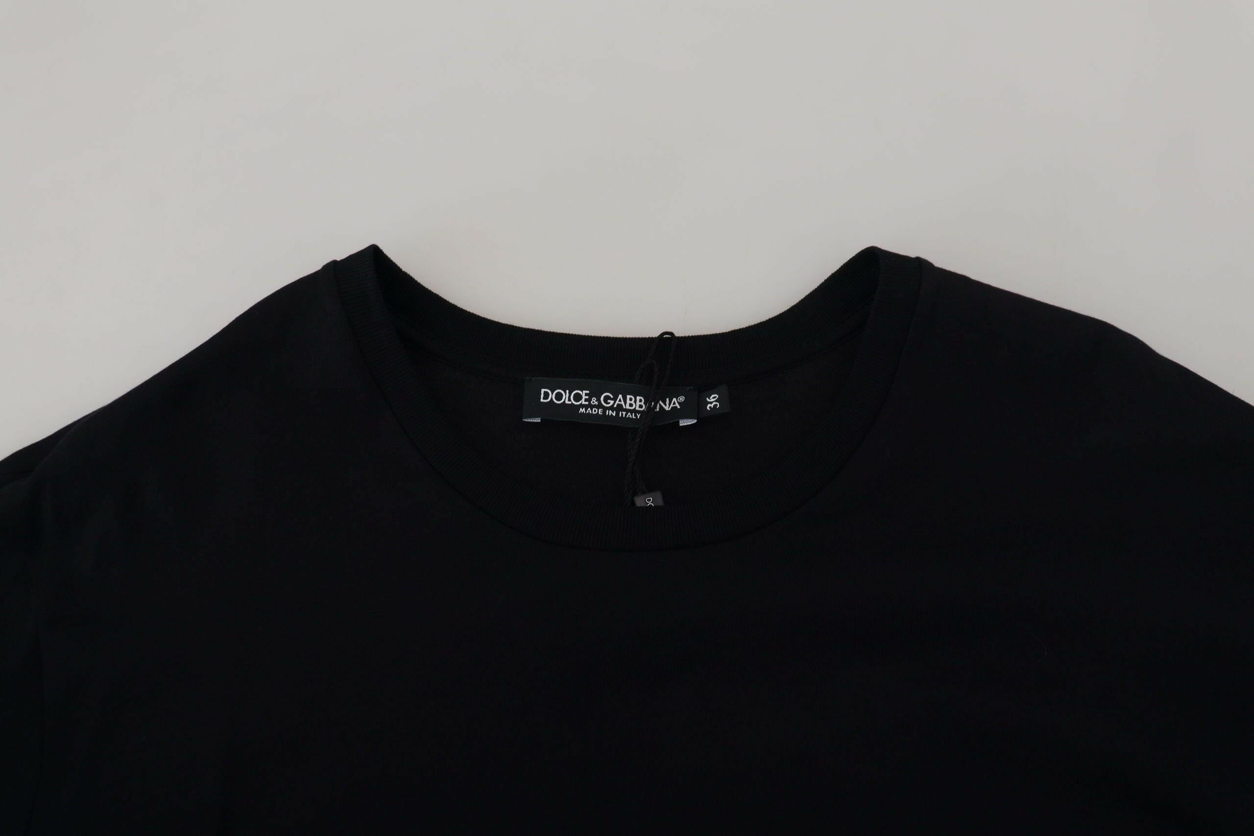 Dolce & Gabbana Black T-shirt Blouse Tassle Cotton Blouse -   -  Dolce & Gabbana.