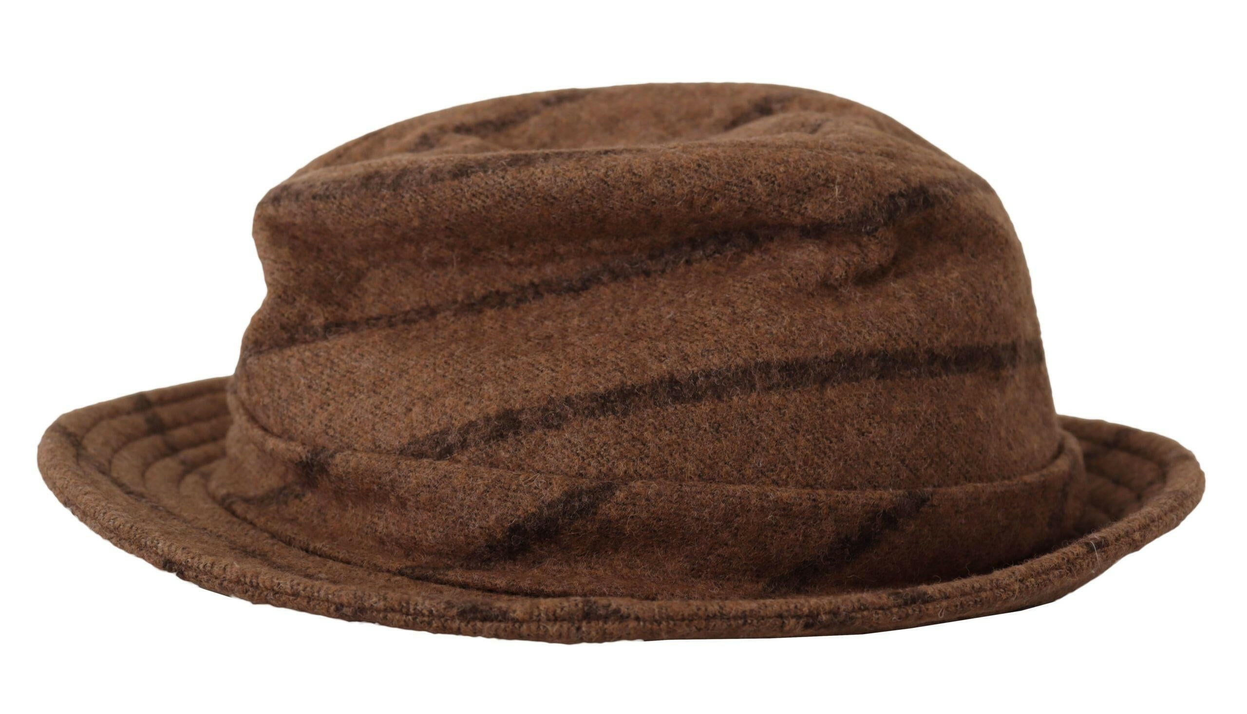 Dolce & Gabbana Brown Fedora Striped Print Summer Hat -   -  Dolce & Gabbana.