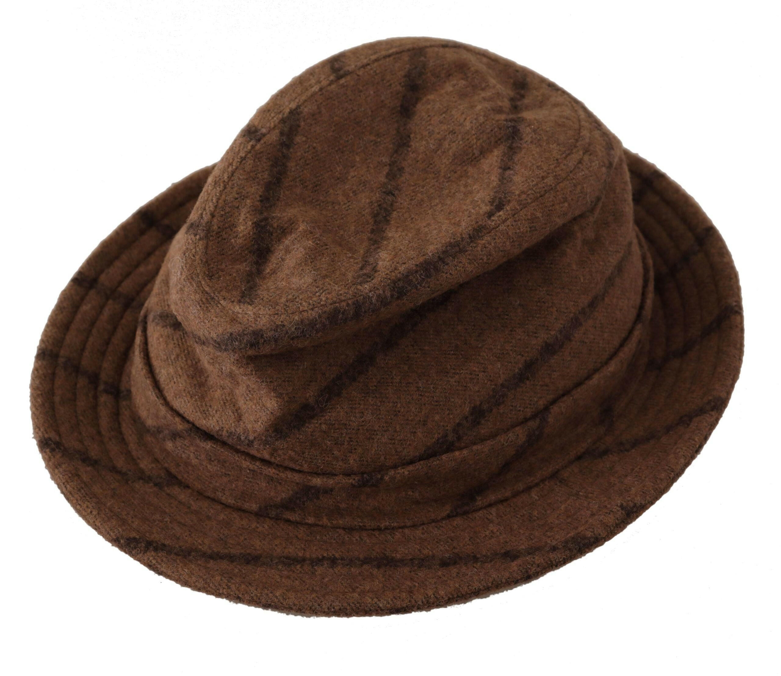Dolce & Gabbana Brown Fedora Striped Print Summer Hat -   -  Dolce & Gabbana.