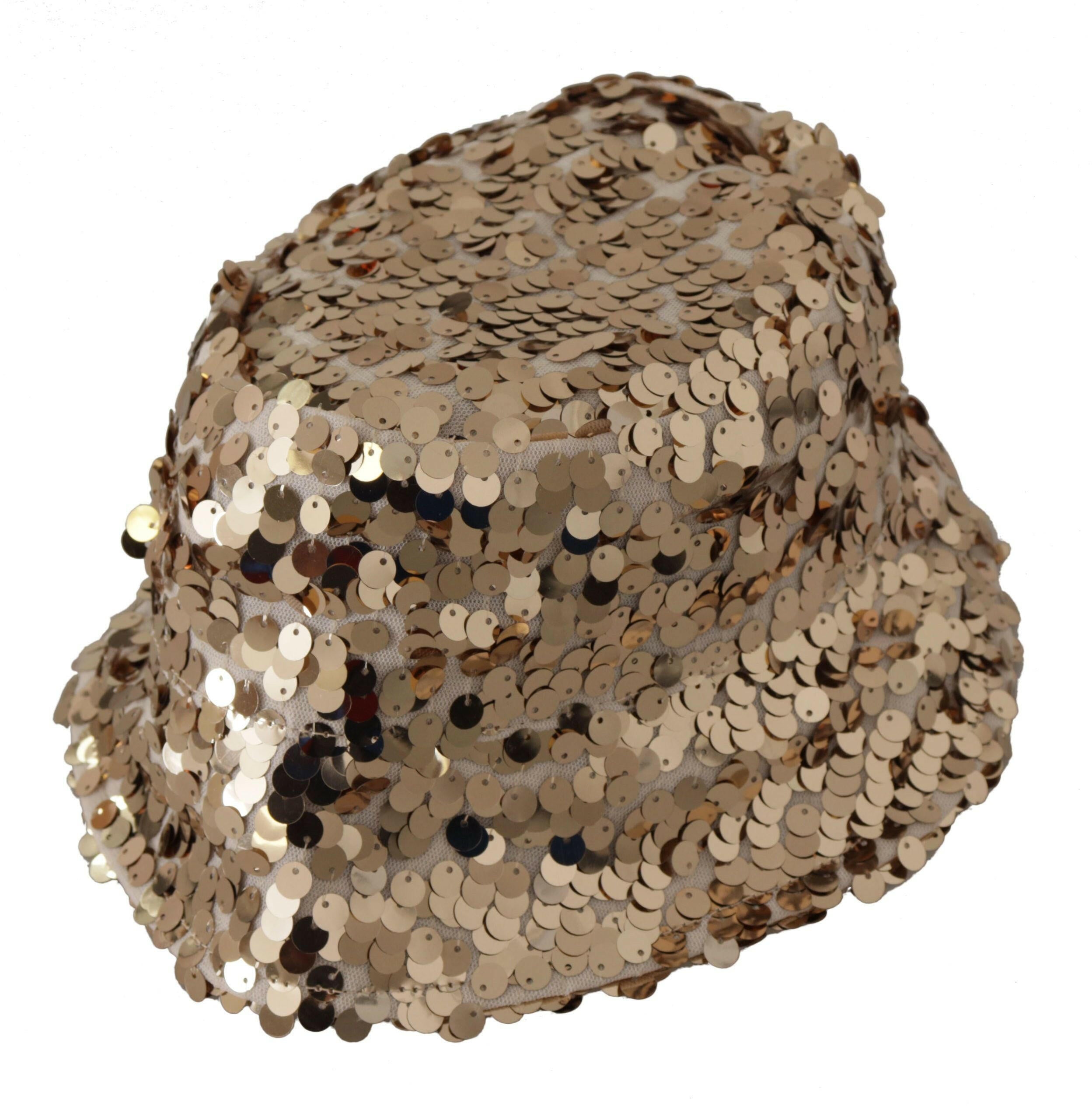 Dolce & Gabbana Gold Silk Sequin Embellished Designer Brim Bucket Hat -   -  Dolce & Gabbana.