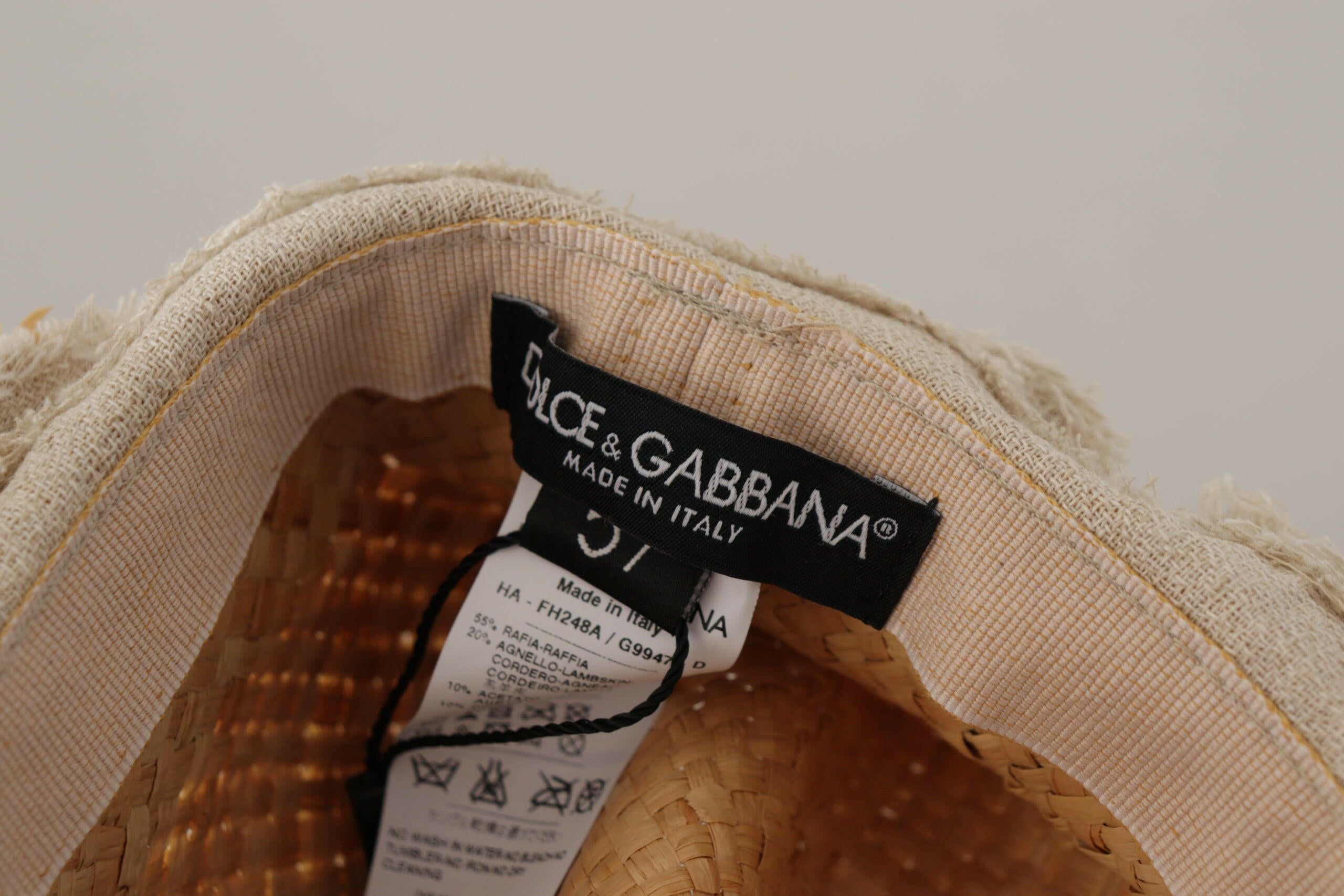 Dolce & Gabbana Yellow Ribbon Floral Embellished Straw Hat -   -  Dolce & Gabbana.