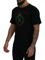 Dolce & Gabbana Black Cotton Embroidered Crewneck T-shirt -   -  Dolce & Gabbana.