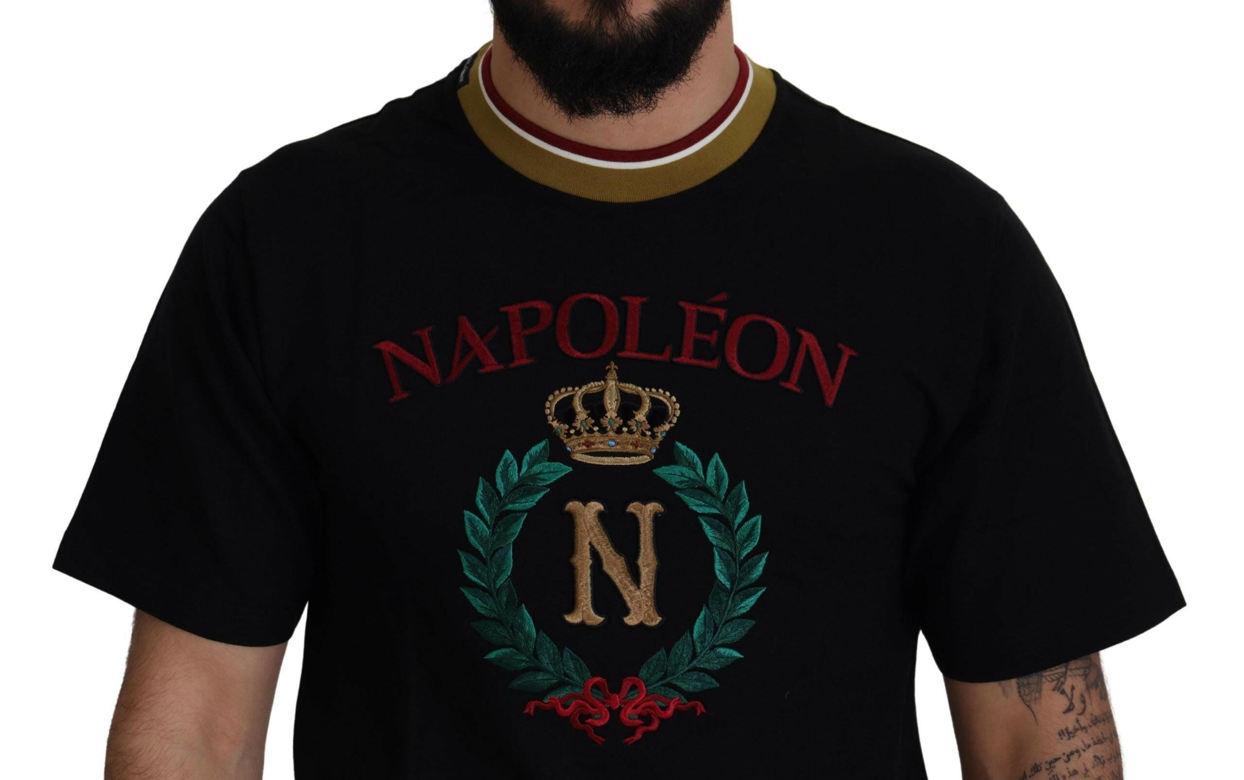 Dolce & Gabbana Black Cotton Embroidered Crewneck T-shirt -   -  Dolce & Gabbana.