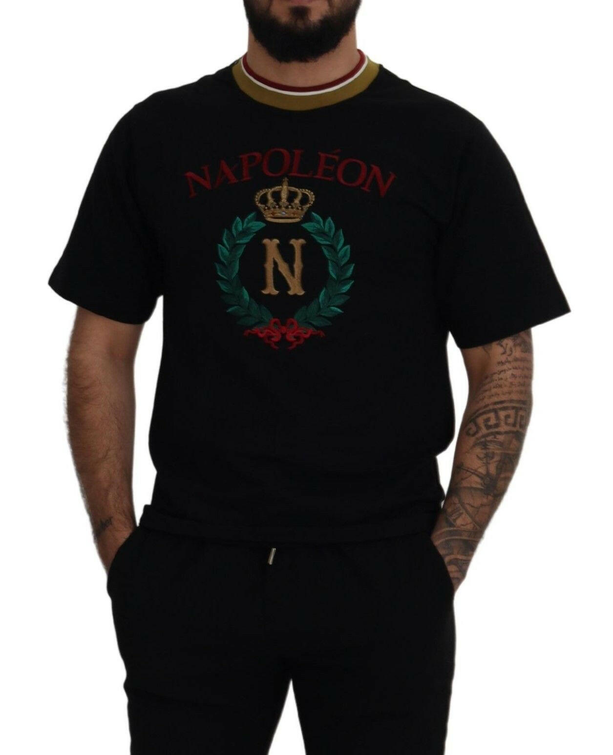 Dolce & Gabbana Black Cotton Embroidered Crewneck T-shirt -   -  Dolce & Gabbana.