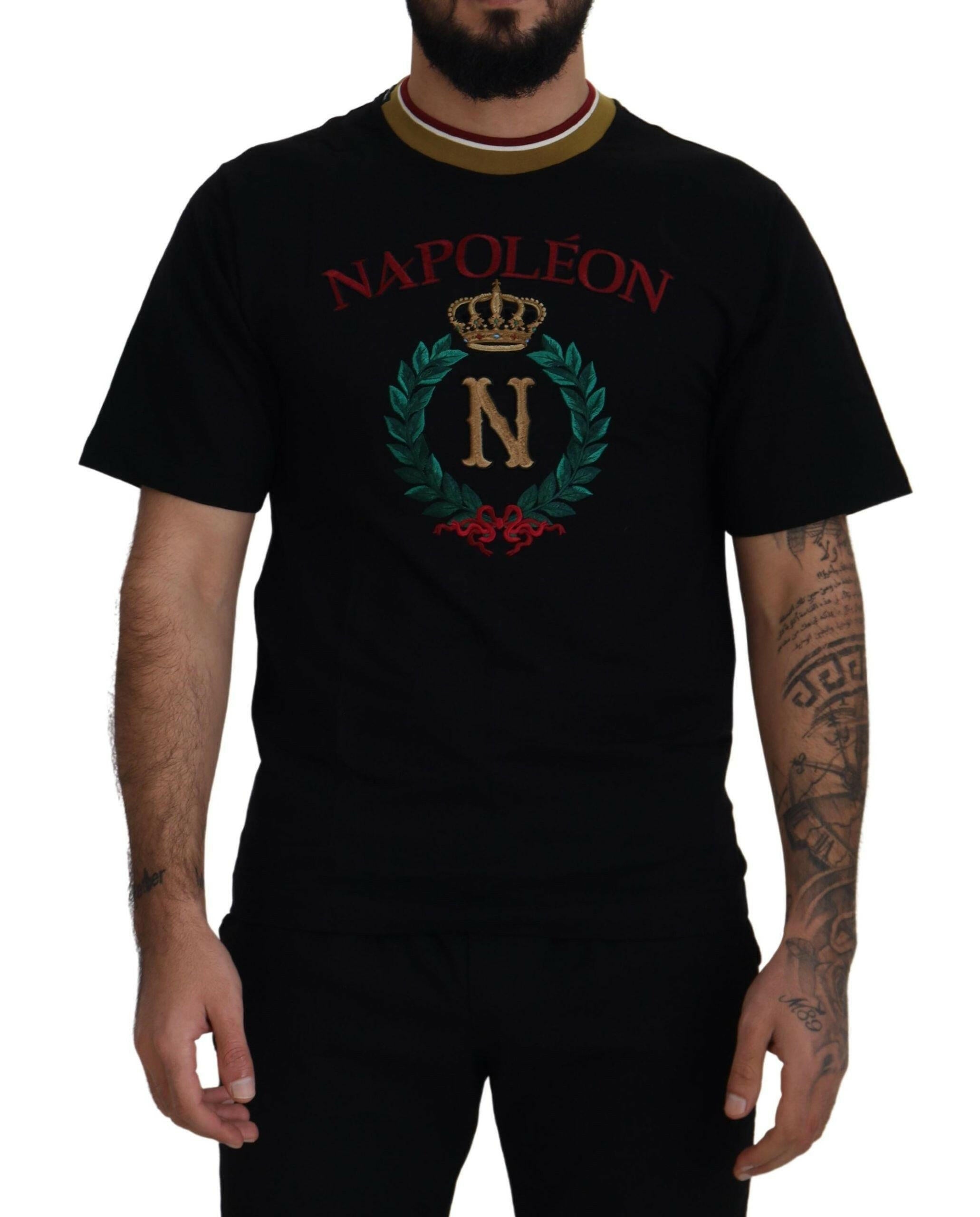 Dolce & Gabbana Black Cotton Embroidered Crewneck T-shirt -   -  Dolce & Gabbana.