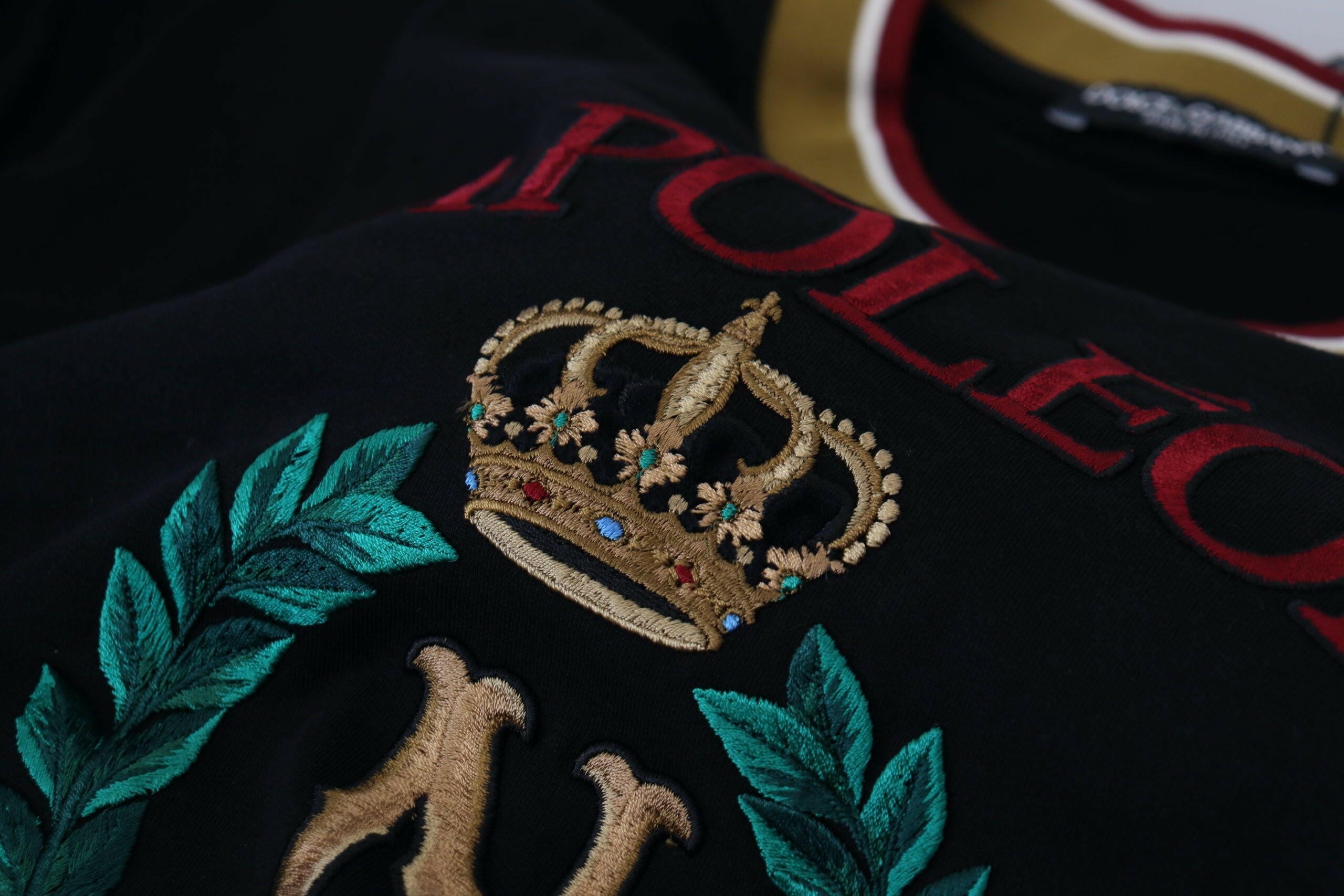 Dolce & Gabbana Black Cotton Embroidered Crewneck T-shirt -   -  Dolce & Gabbana.