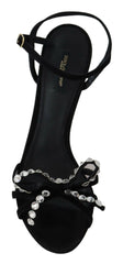 Dolce & Gabbana Black Suede Crystals Heels Sandals Shoes -   -  Dolce & Gabbana.