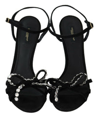 Dolce & Gabbana Black Suede Crystals Heels Sandals Shoes -   -  Dolce & Gabbana.
