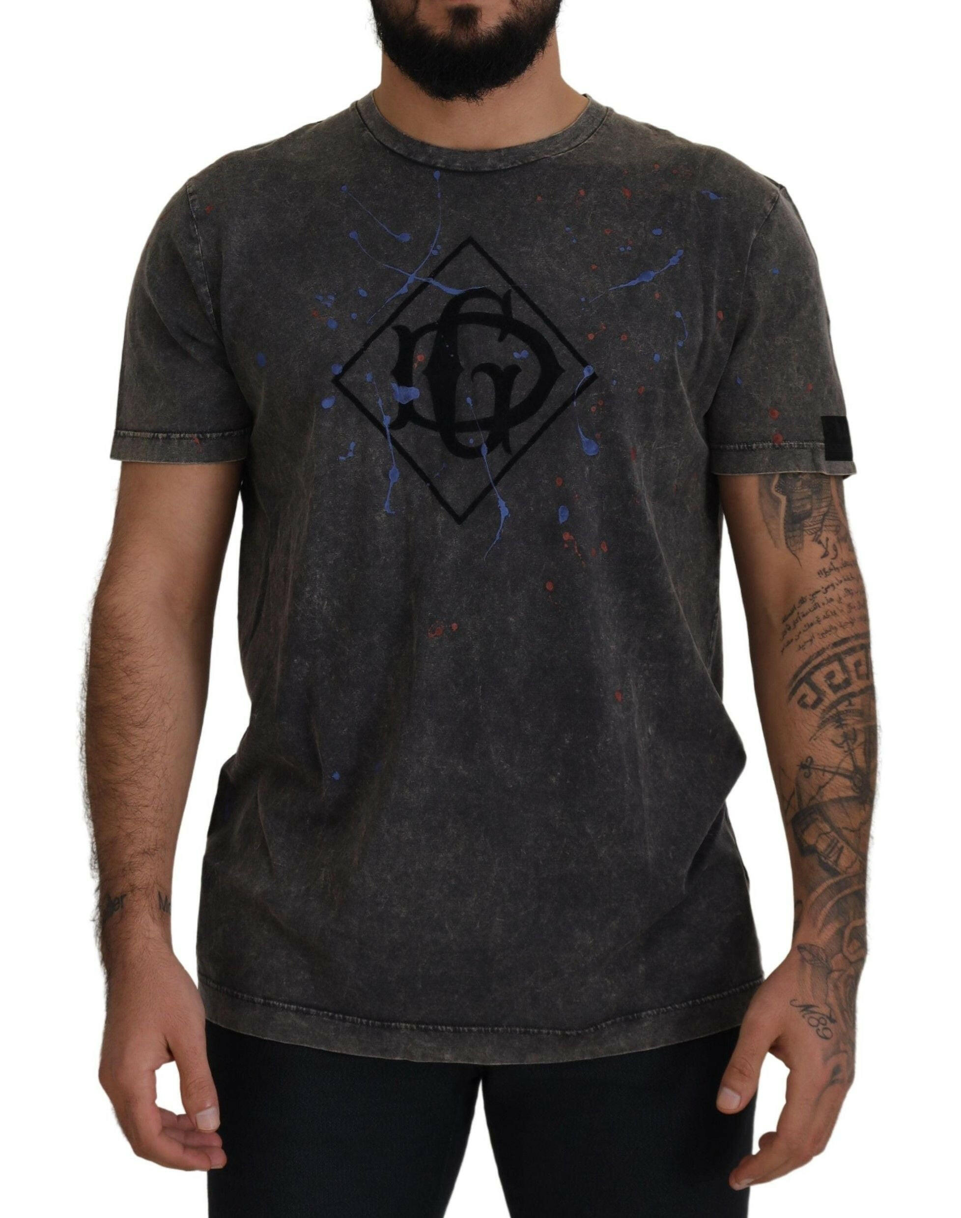 Dolce & Gabbana Gray Discolored Effect DG Logo T-shirt -   -  Dolce & Gabbana.