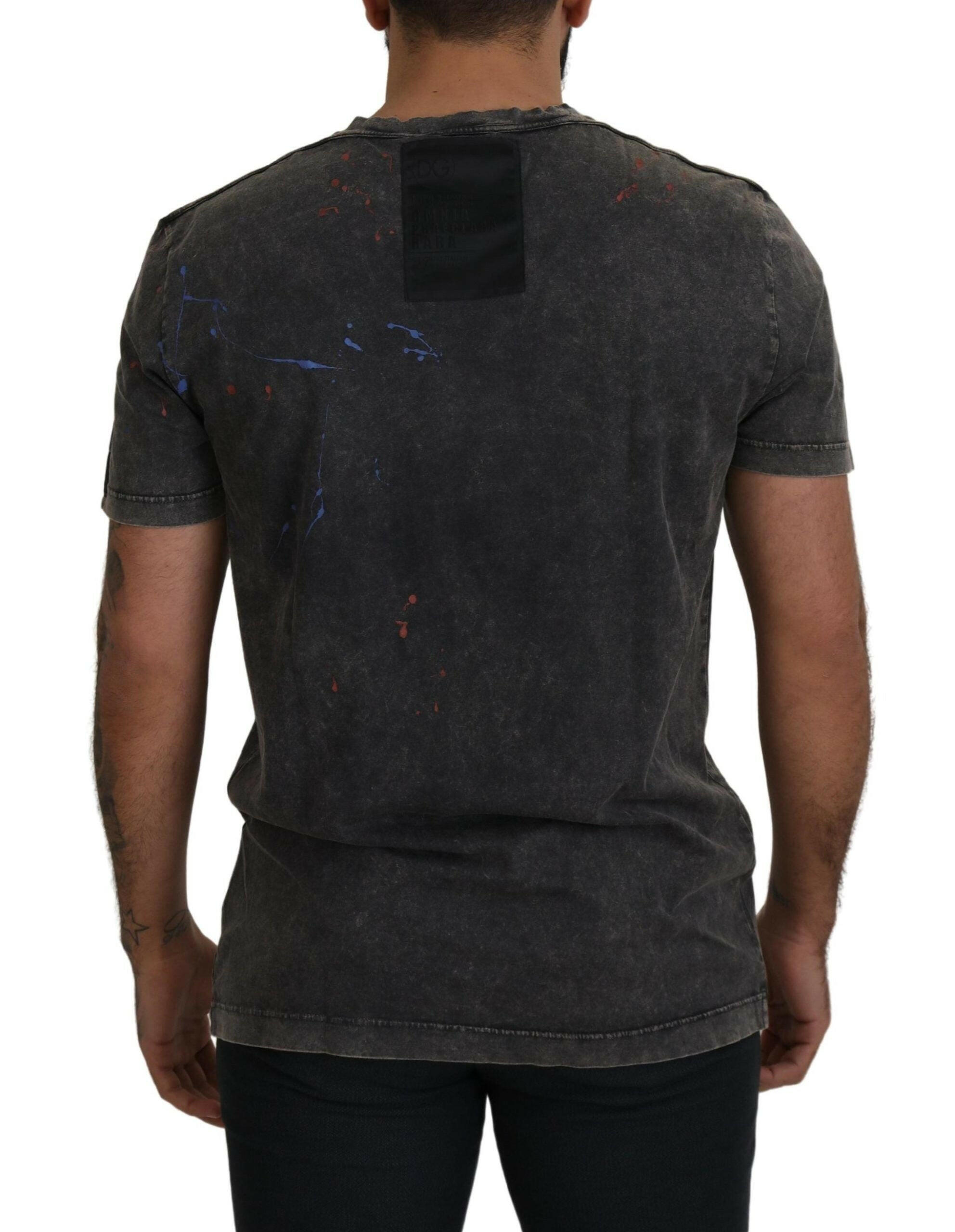 Dolce & Gabbana Gray Discolored Effect DG Logo T-shirt -   -  Dolce & Gabbana.