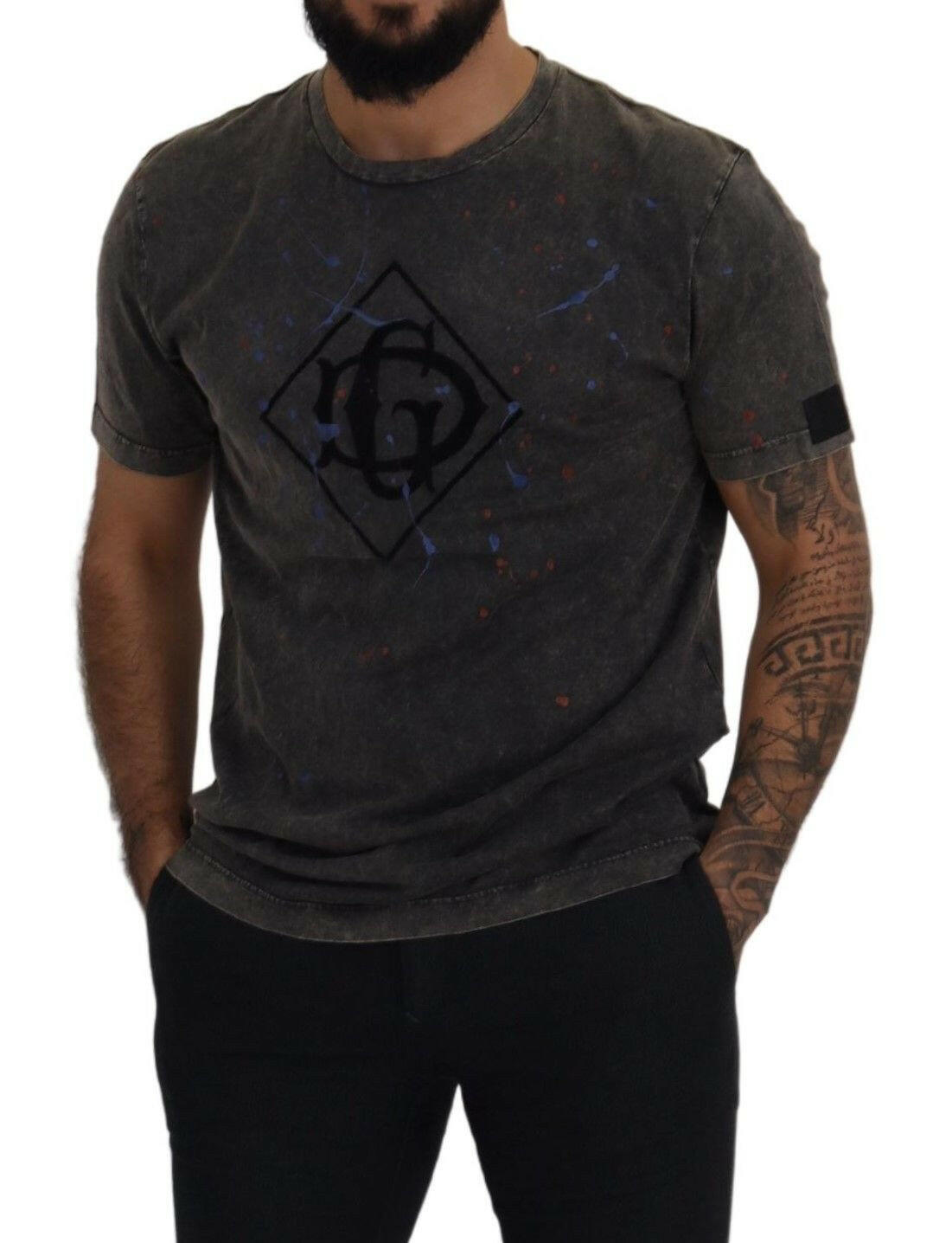 Dolce & Gabbana Gray Discolored Effect DG Logo T-shirt -   -  Dolce & Gabbana.