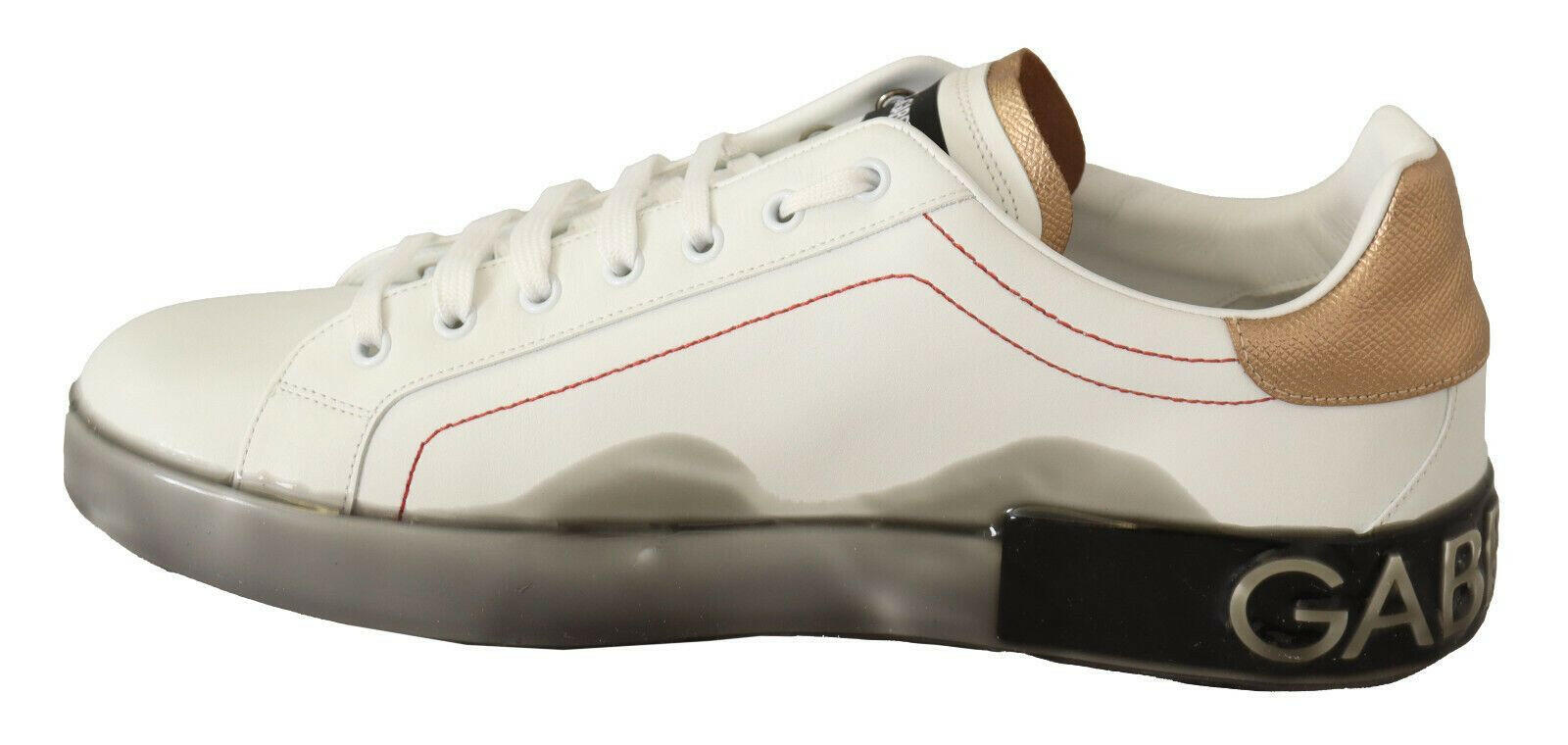 Dolce & Gabbana White Gold Leather Low Top Sneakers Casual Shoes -   -  Dolce & Gabbana.