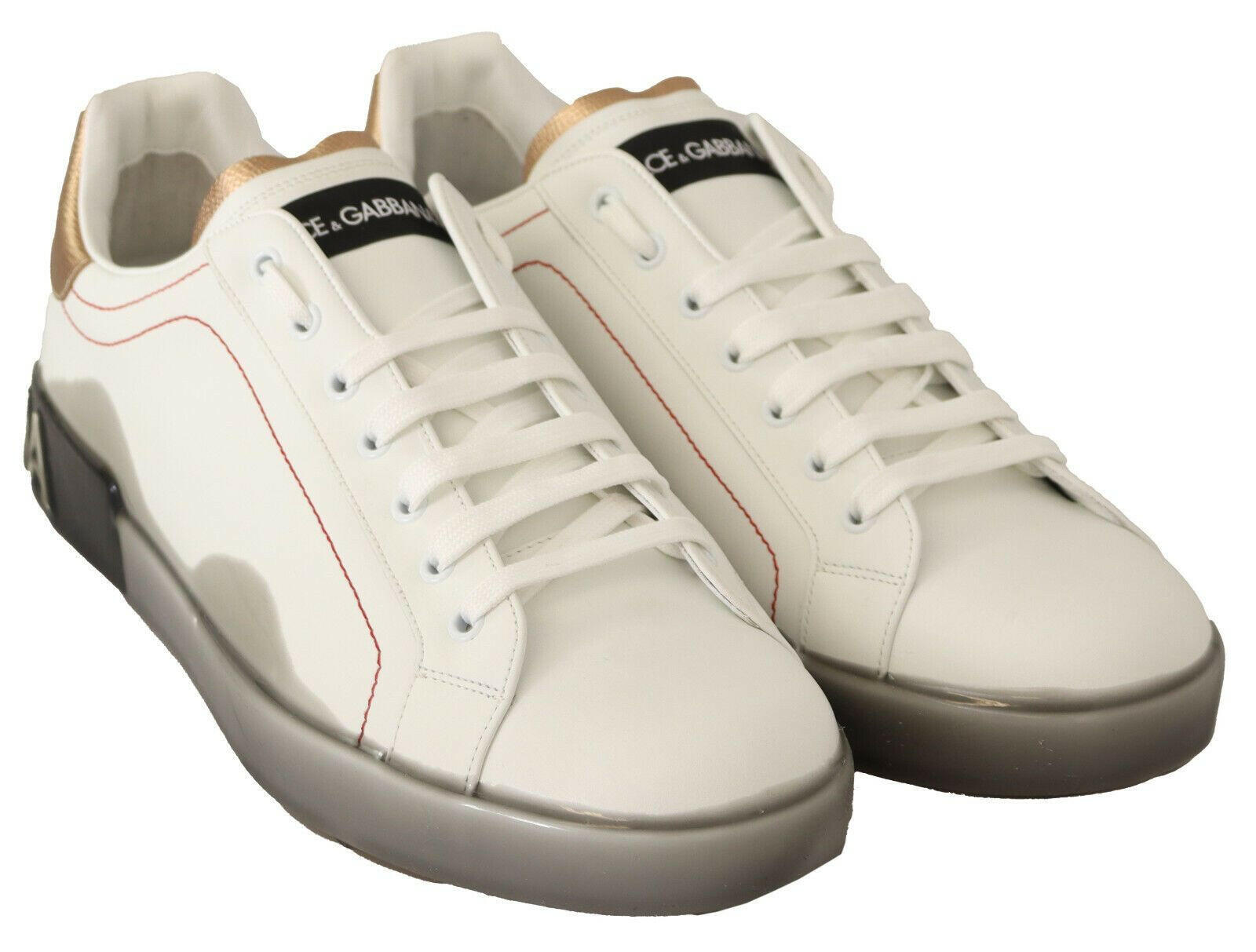 Dolce & Gabbana White Gold Leather Low Top Sneakers Casual Shoes -   -  Dolce & Gabbana.