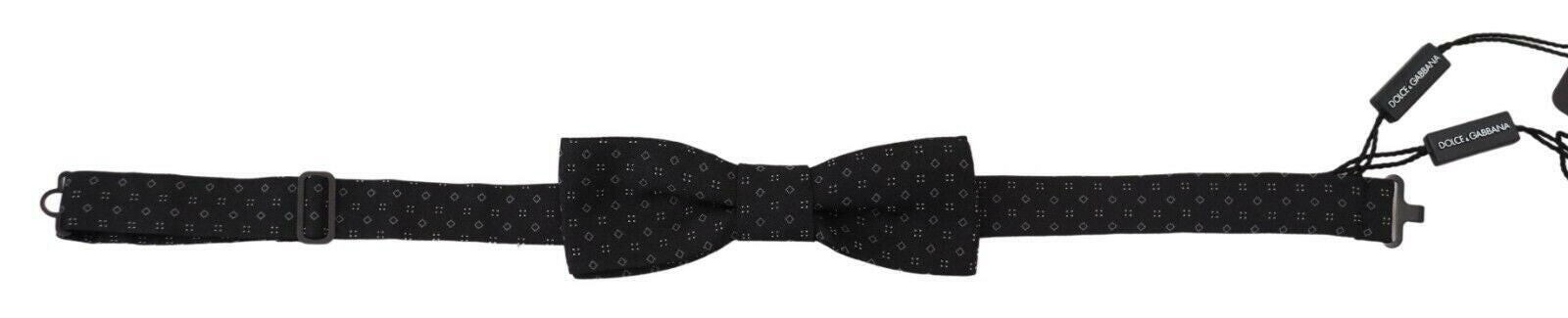 Dolce & Gabbana Black Pattern Silk Adjustable Neck Papillon Bow Tie -  Neckties, Men -  Dolce & Gabbana.