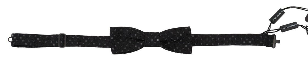 Dolce & Gabbana Black Pattern Silk Adjustable Neck Papillon Bow Tie -  Neckties, Men -  Dolce & Gabbana.