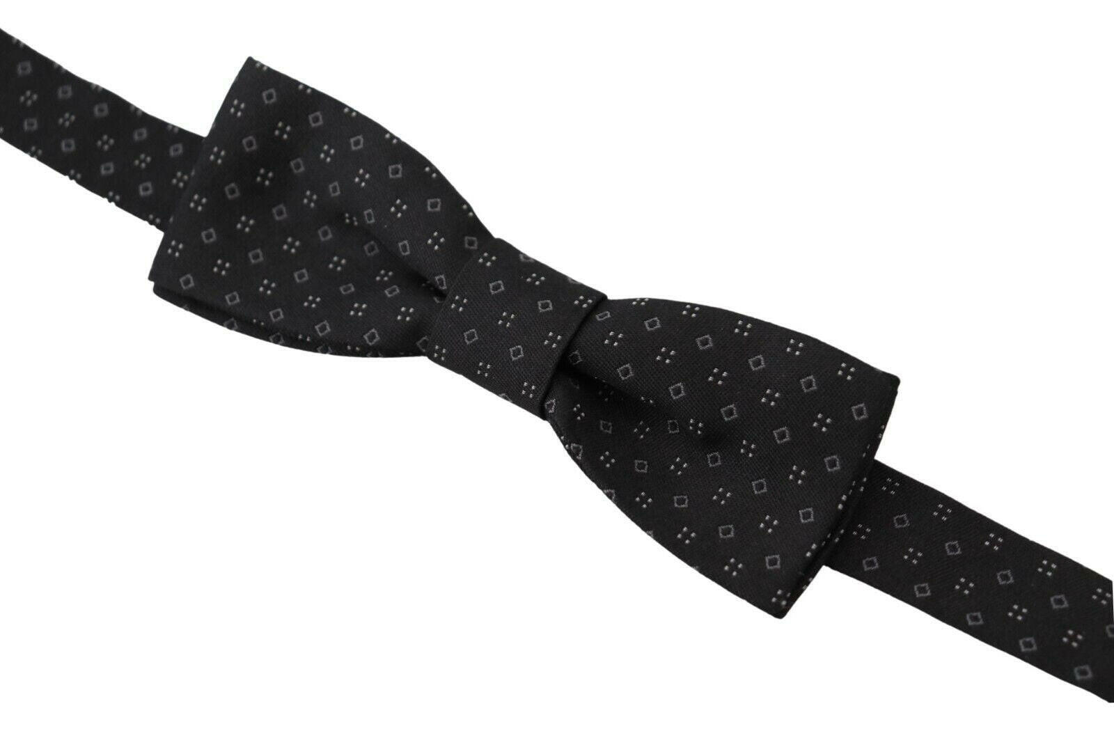 Dolce & Gabbana Black Pattern Silk Adjustable Neck Papillon Bow Tie -  Neckties, Men -  Dolce & Gabbana.