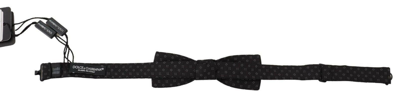 Dolce & Gabbana Black Pattern Silk Adjustable Neck Papillon Bow Tie -  Neckties, Men -  Dolce & Gabbana.