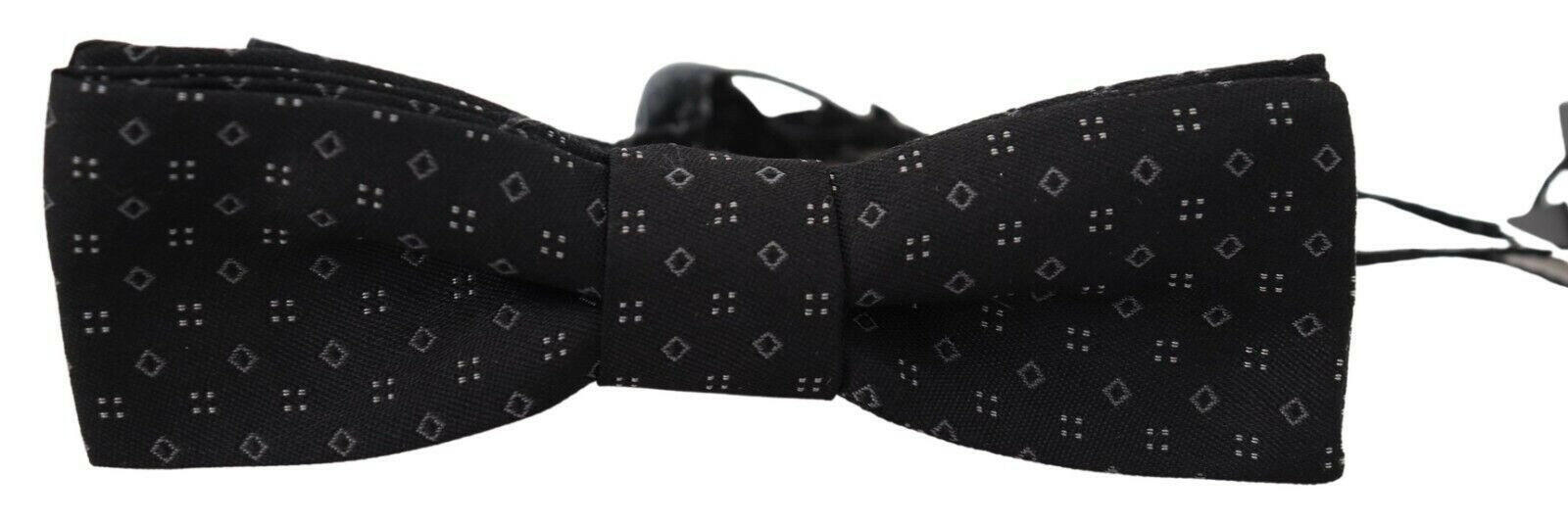 Dolce & Gabbana Black Pattern Silk Adjustable Neck Papillon Bow Tie -  Neckties, Men -  Dolce & Gabbana.
