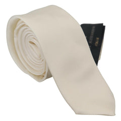 Daniele Alessandrini Off White Silk Men Necktie Adjustable Accessory Tie -  Neckties, Men -  Daniele Alessandrini.