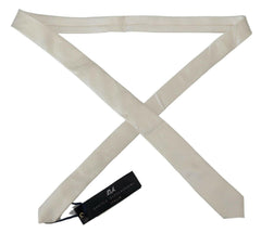 Daniele Alessandrini Off White Silk Men Necktie Adjustable Accessory Tie -  Neckties, Men -  Daniele Alessandrini.